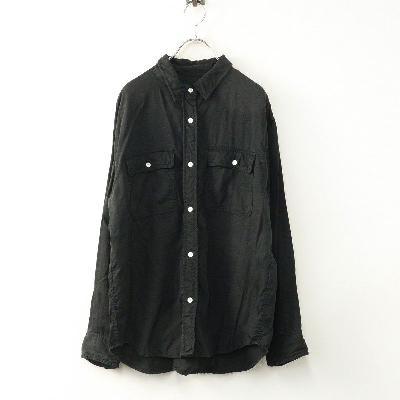 2023SS プラージュ Plage glossy compact シャツ∥ブラック ブラウス 