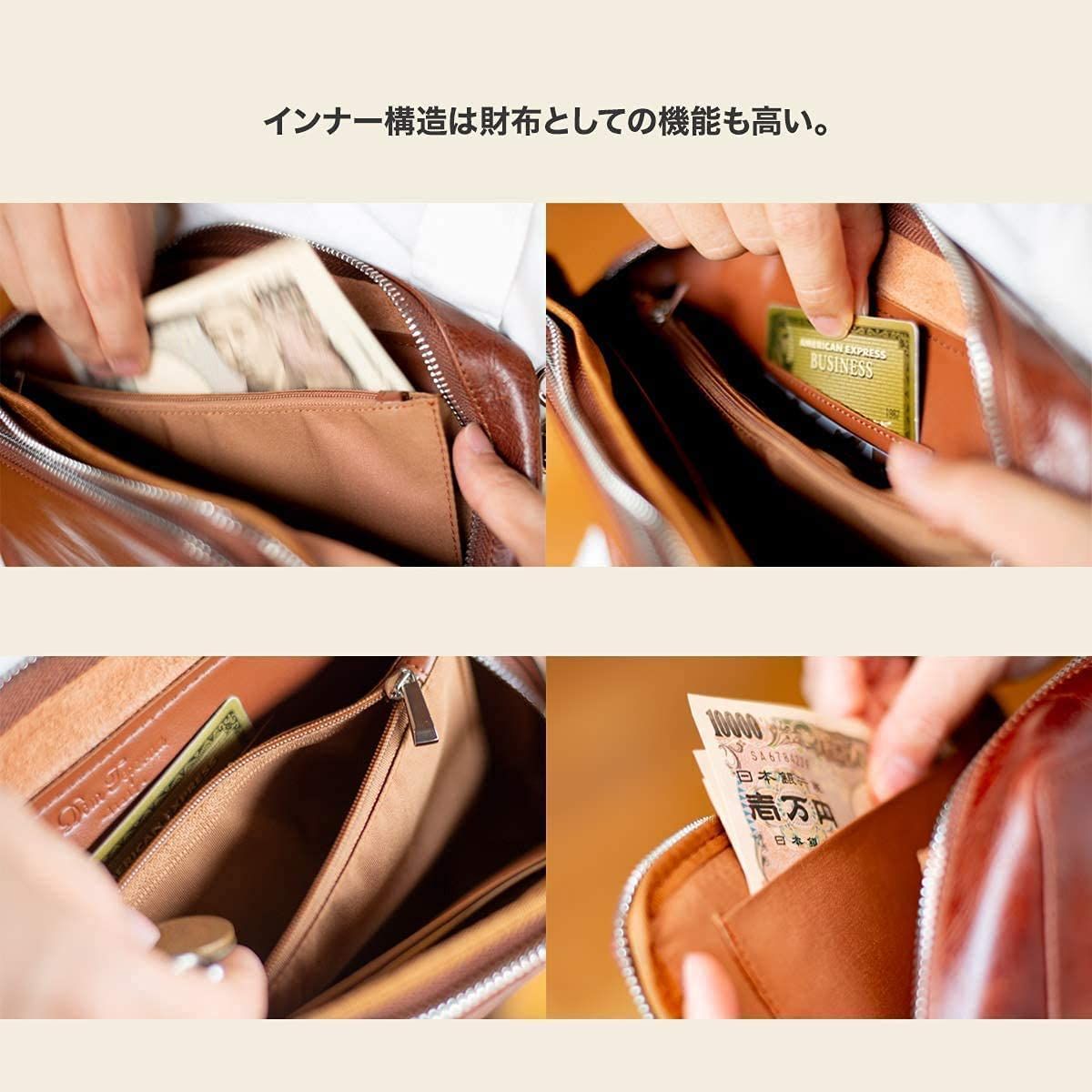 新品 [Dom Teporna] ボディバッグ メンズ 本革 イタリアンレザー 