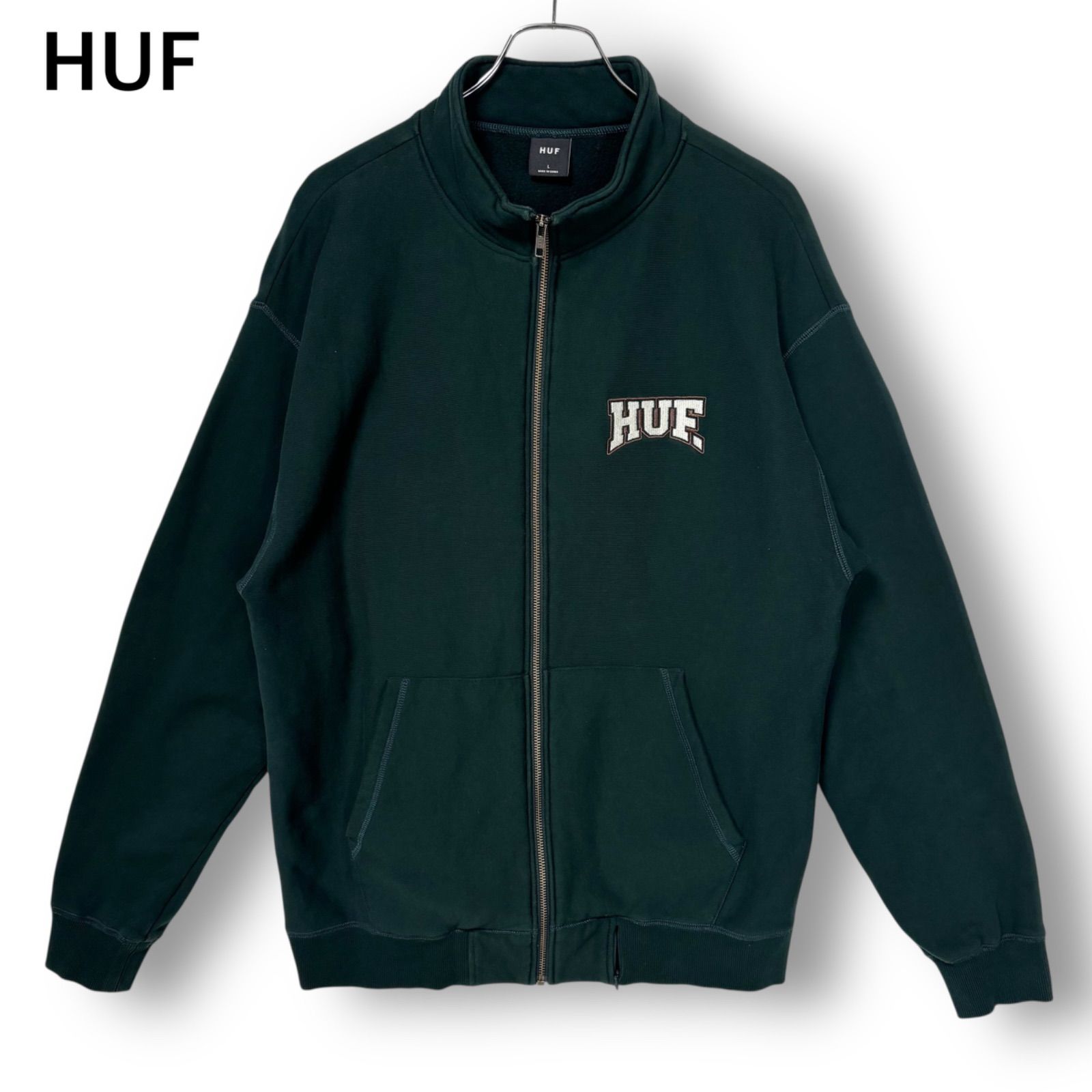 ハフ HUF ジップアップスウェット ダークグリーン 深緑 メンズ Lサイズ 