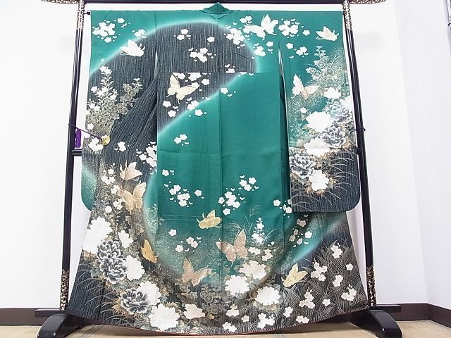 MP-00366 豪華振袖 駒刺繍 花蝶文 暈し染め 金彩 逸品