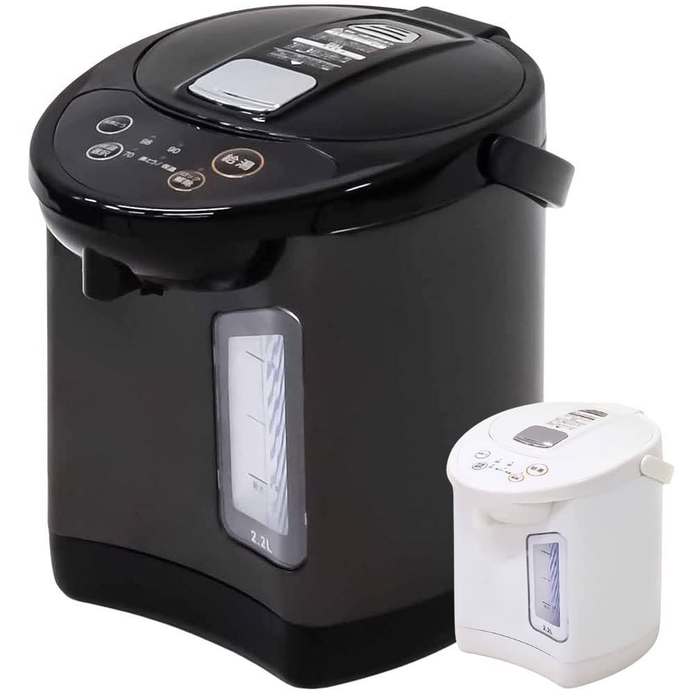 iimono117 電気ポット 保温機能付き 2.2L | 3.2L | 5L 片手給湯 3段階保温 小型 ポット ロックスイッチ マグネットプラグ フッ素コート加工 再沸騰 省エネ 保温 シンプル 湯沸かし 湯沸し器 ブラック 2.2L