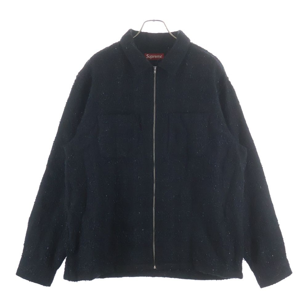 SUPREME シュプリーム 24AW Boucle Zip Up Shirt ブークレ ジップ アップ 長袖シャツ ブラック SUPREME (シュプリーム) 24AW Boucle Zip Up Shirt ブークレ ジップ