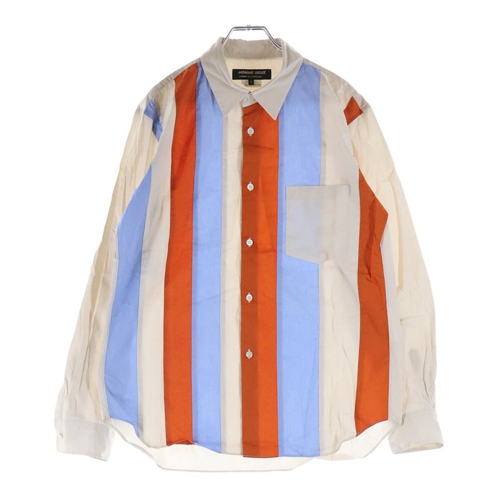 COMME des GARCONS HOMME DEUX コムデギャルソン オムドゥ 22AW AD2022 フロントストライプ切替 長袖ボタンシャツ ベージュ/オレンジ/ブルー DJ-B047 COMME des GARCONS HOMME DEUX (コムデギャルソン オムドゥ) 22AW