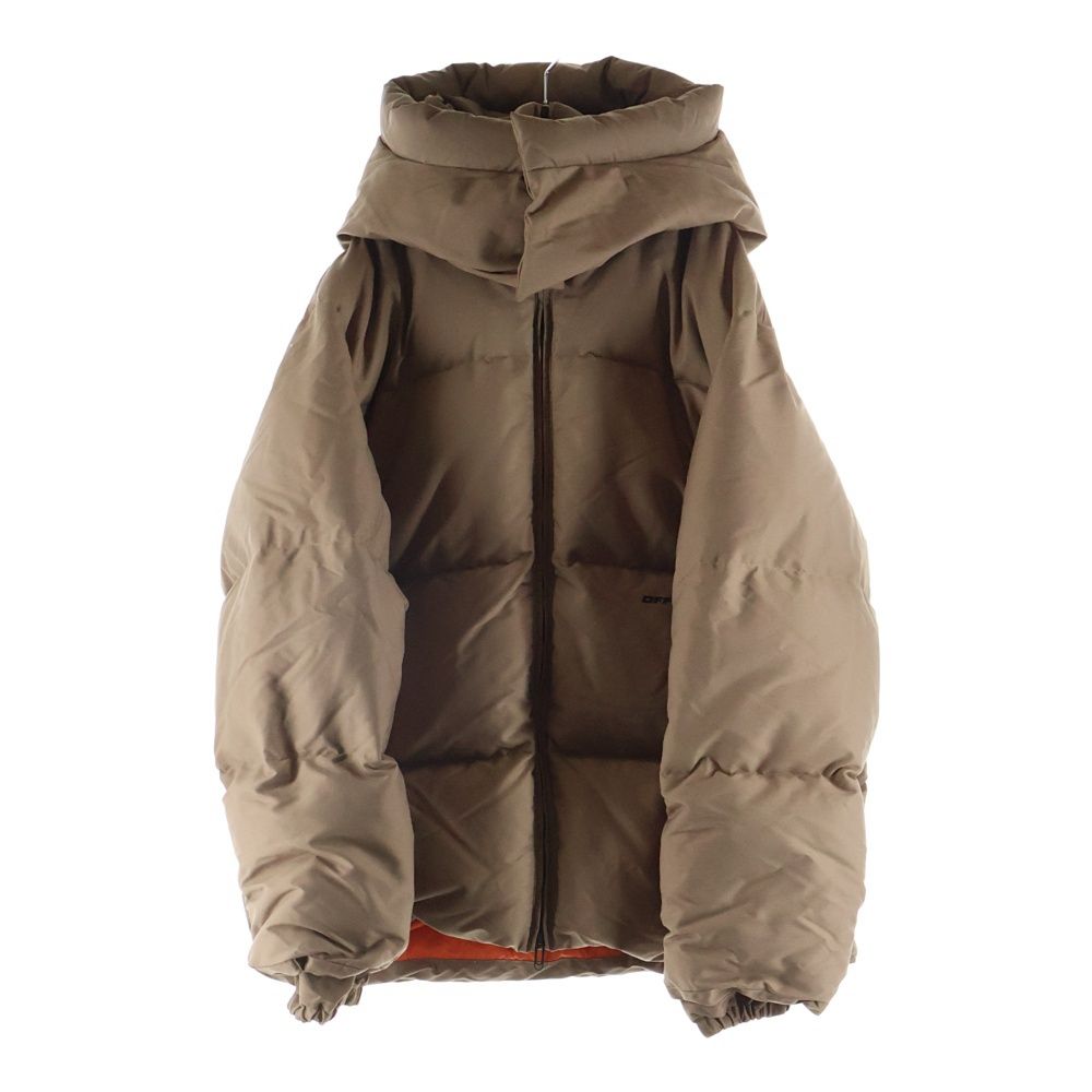 OFF-WHITE オフホワイト 22AW ロゴプリント フーデッドダウンジャケット ブラウン OMED048F22FAB001 OFF-WHITE (オフホワイト) 22AW ロゴプリント フーデッドダウン