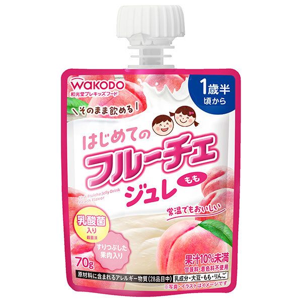アサヒ食品グループ和光堂 はじめてのフルーチェジュレ もも 70gパウチ×24本入×(2ケース)| 送料無料 果実 フルーツ 幼児用 ベビー用品 パウチ フルーチェ ジュレ ストック 離乳食 赤ちゃん ベビーフード 授乳 ケース買い まとめ買い 業者 仕入れ