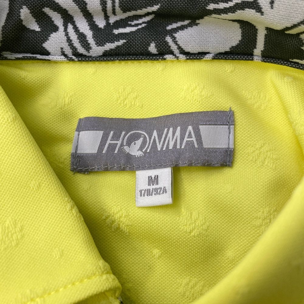 サイズ：M HONMA ホンマゴルフ 半袖シャツ ボタンダウン 総柄 イエロー 
