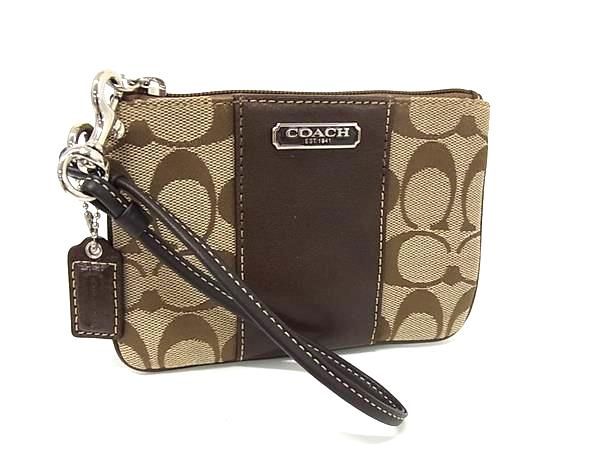 COACH コーチ シグネチャー キャンバス×レザー アクセサリーポーチ