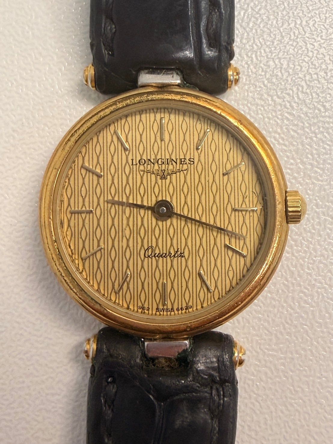 レディース 【品】 LONGINESロンジン 腕時計 クオーツ ゴールド×黒 