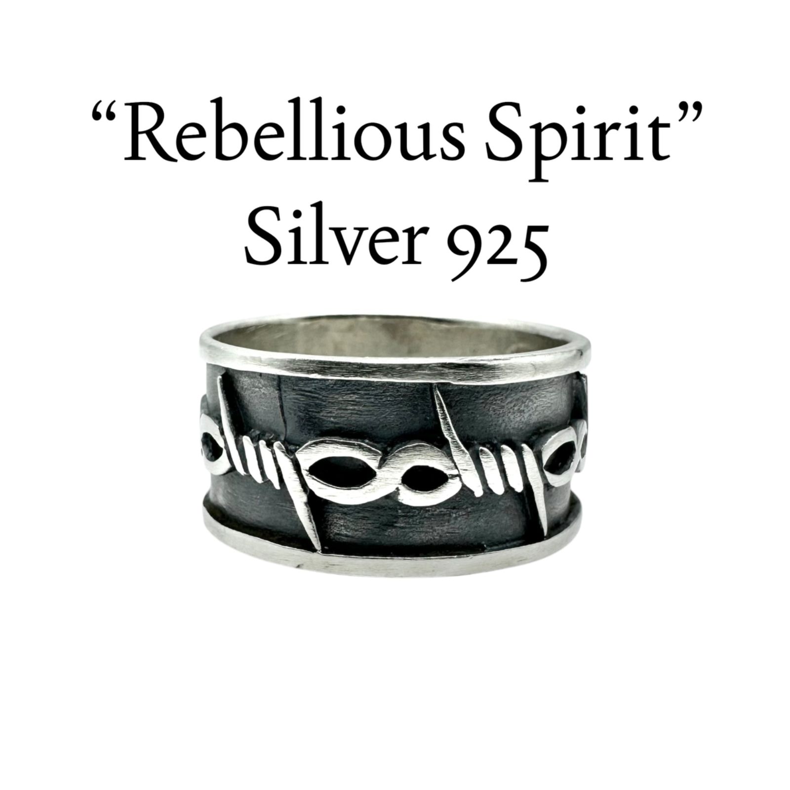 有刺鉄線】ユニーク 個性派 Silver 925 刻印 90s Vintage Design Ring 