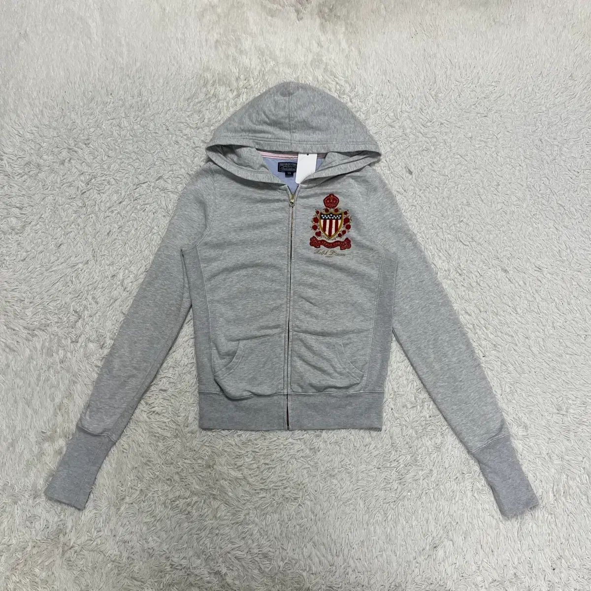 古着 ヴィンテージ ポロ フードジップアップ Polo Ralph Lauren フード裏 サーマル ワンポイント ソリッド