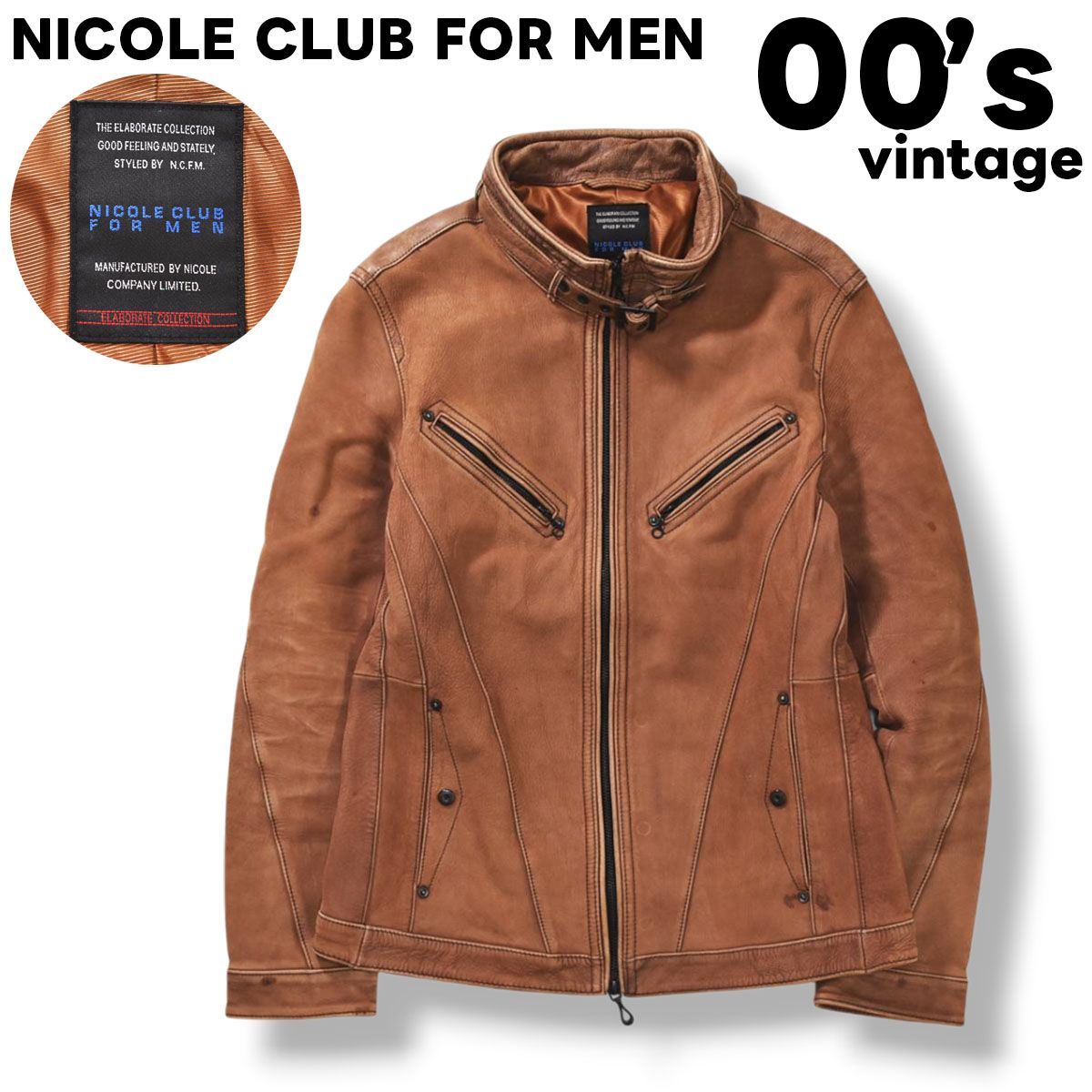 【NICOLE CLUB FOR MEN】シングルレザーブルゾン ヤギ革 NICOLE CLUB FOR MEN】シングルレザーブルゾン ヤギ革 | ヤマダウェブコム