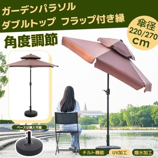 パラソル ベース付き 直径220cm 荷葉辺デザイン type-b パラソルセット 30+UPF紫外線対策 角度調整 パラソルセット ガーデンパラソル ビーチパラソル 日傘