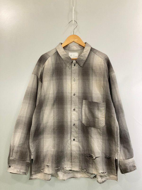 中古品】 ANCELLM アンセルム ANC-SH21 DAMAGED FLANNEL CHECK SHIRT