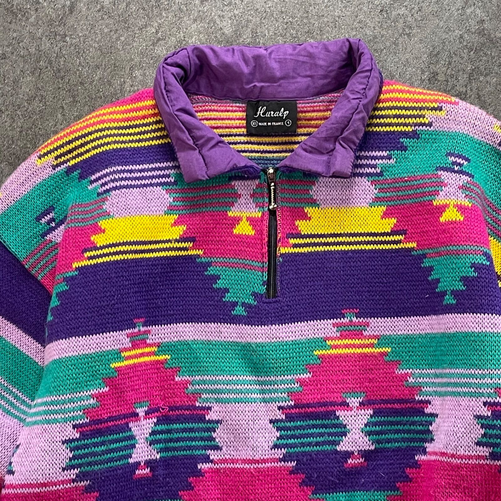 フランス製 90s Vintage Huralp ウーラルプ ハーフジップ ニット 