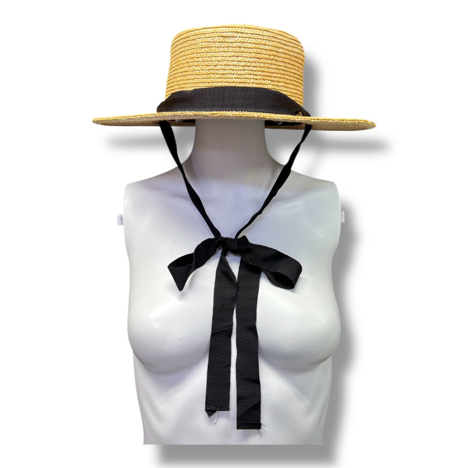 wica grocery Ribbon Hat リボンハット ストローハット 麦わら帽子