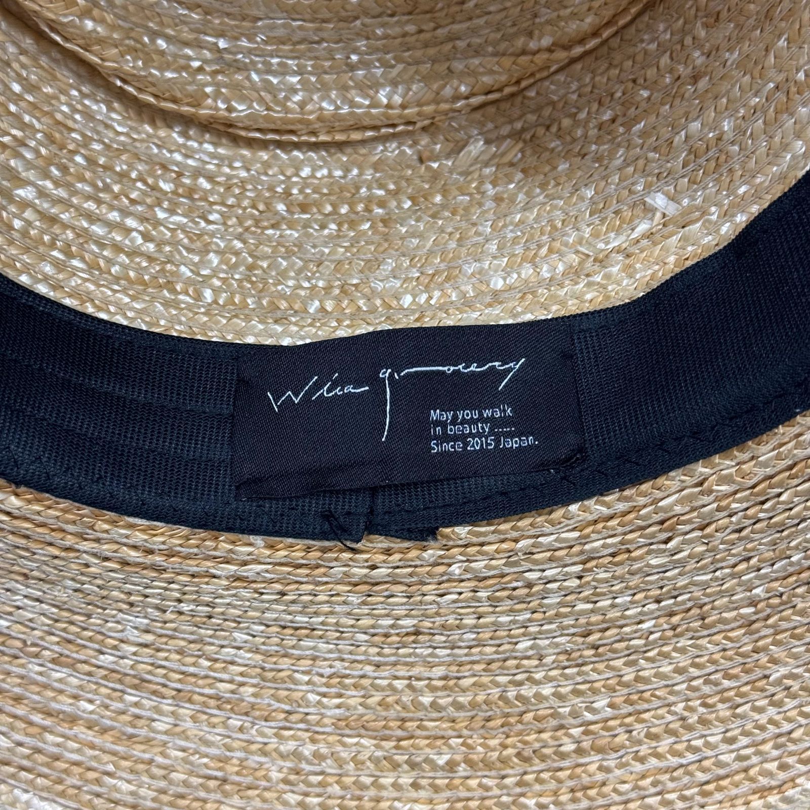 wica grocery Ribbon Hat リボンハット ストローハット 麦わら帽子