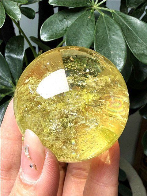 金運UP 天然レインボーシトリン丸玉YT10D1|221D04C