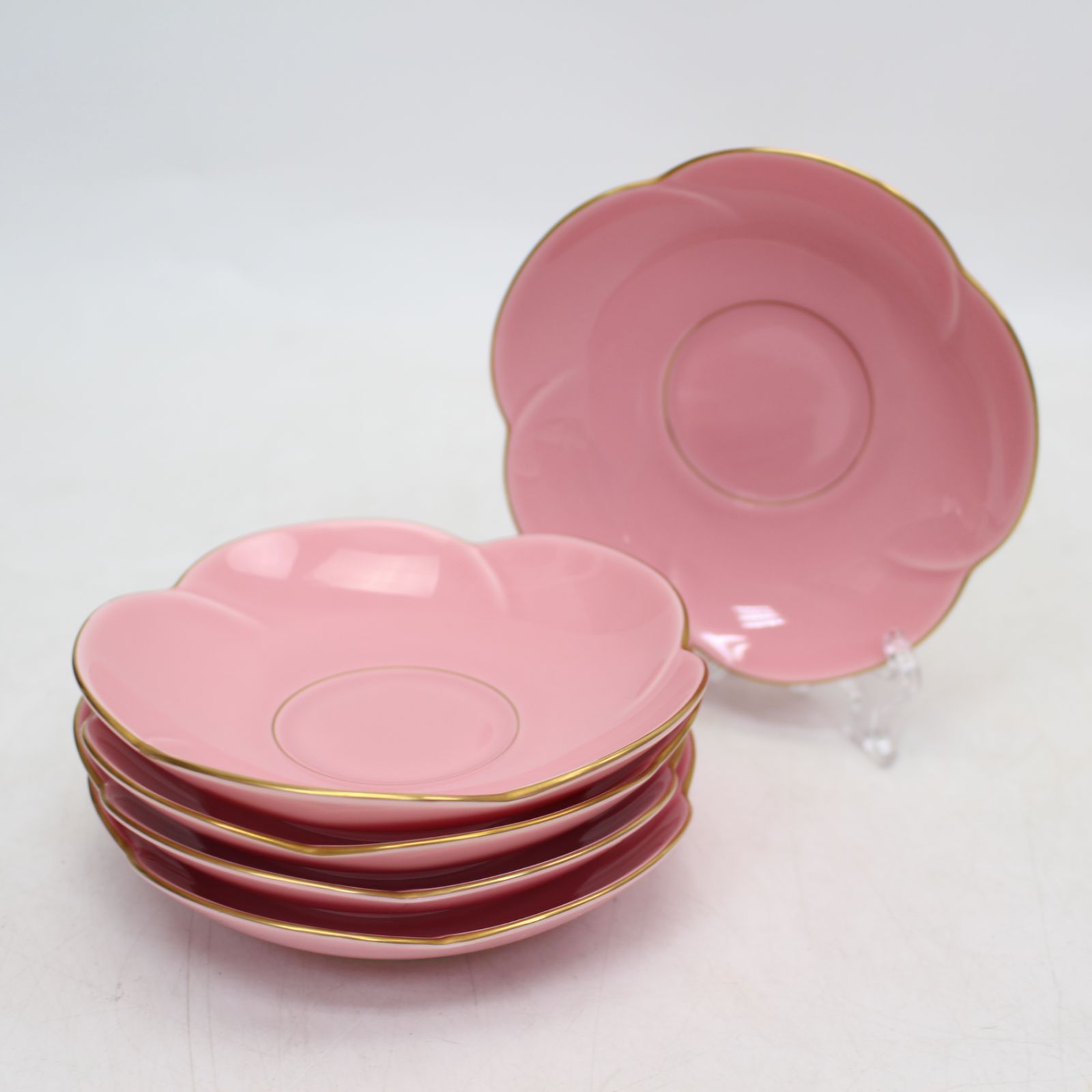 615)【美品/レア】香蘭社 ピンク 梅型 茶托 5枚セット | Shop at