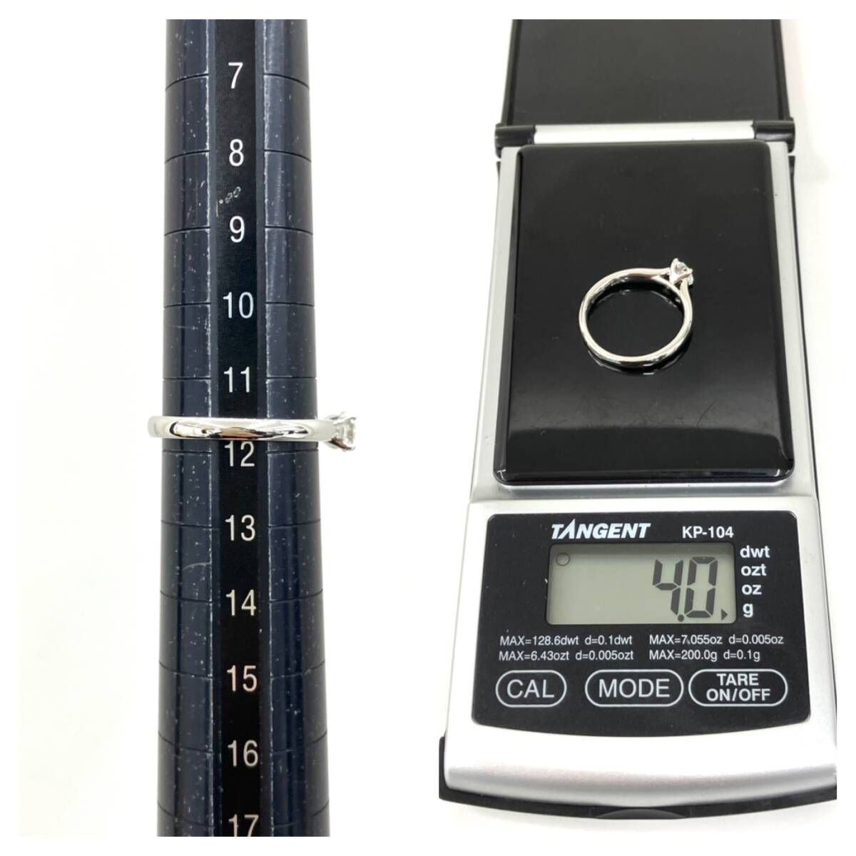 Pt900 プラチナ リング 指輪 11.5号 ＃11.5 ダイヤ0.337ct 4.10g 