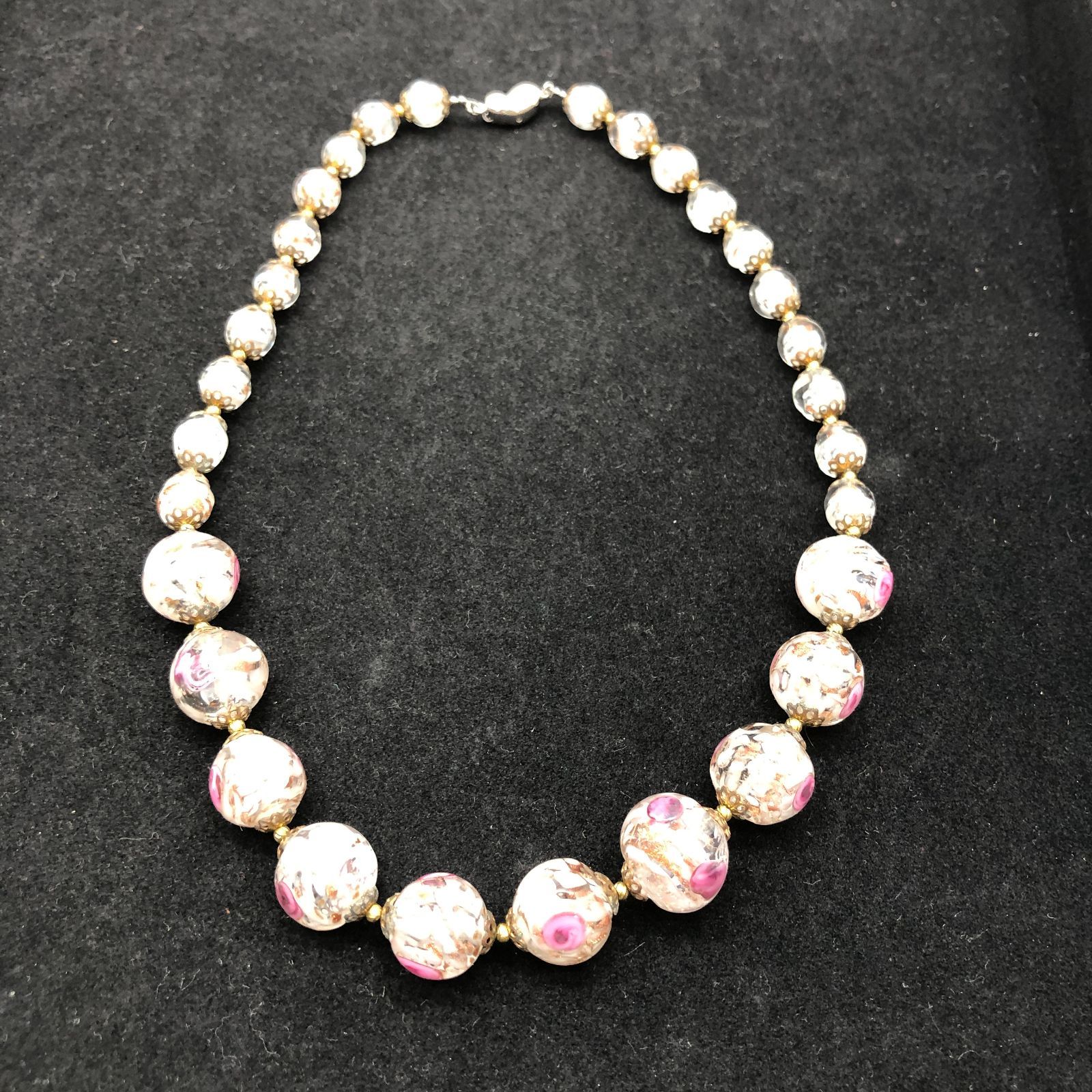 ヴィンテージ ガラス玉 ネックレス シルバー SILVER 刻印あり SGMT26 