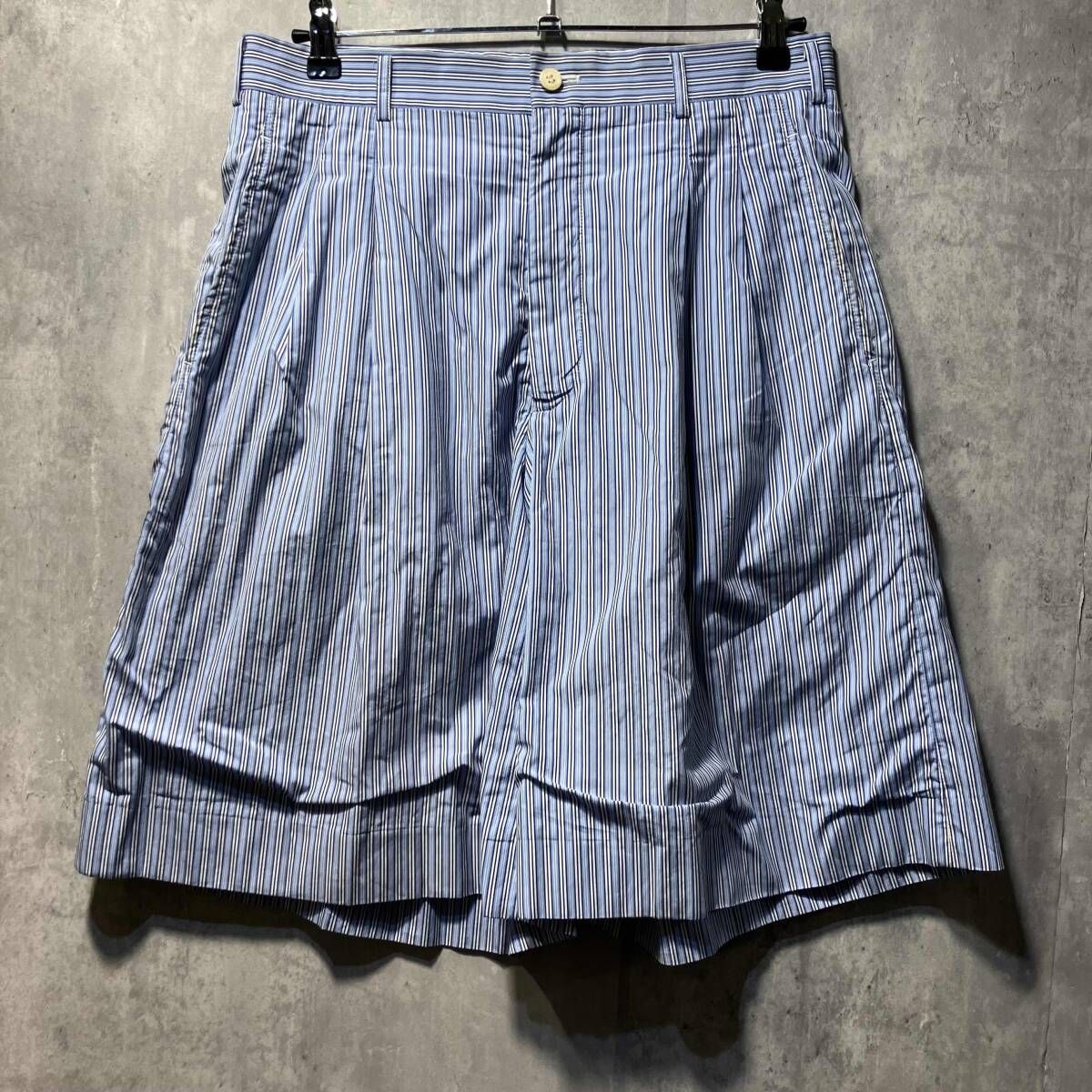 17ss COMME des GARCONS HOMME PLUS ストライプ2タックワイドショーツ