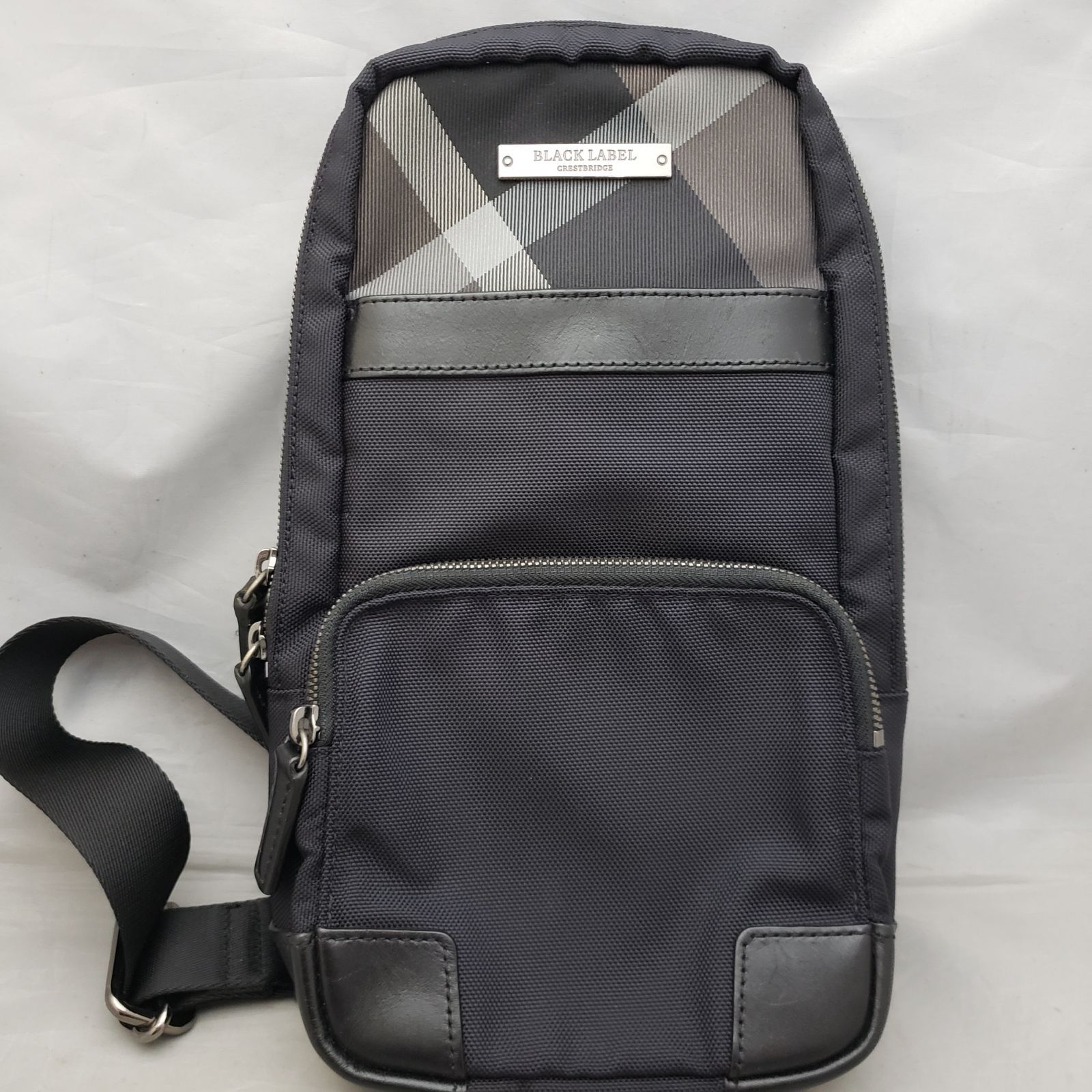 BLACK LABEL ワンショルダー ボディバッグ チェック柄 ブラック系 