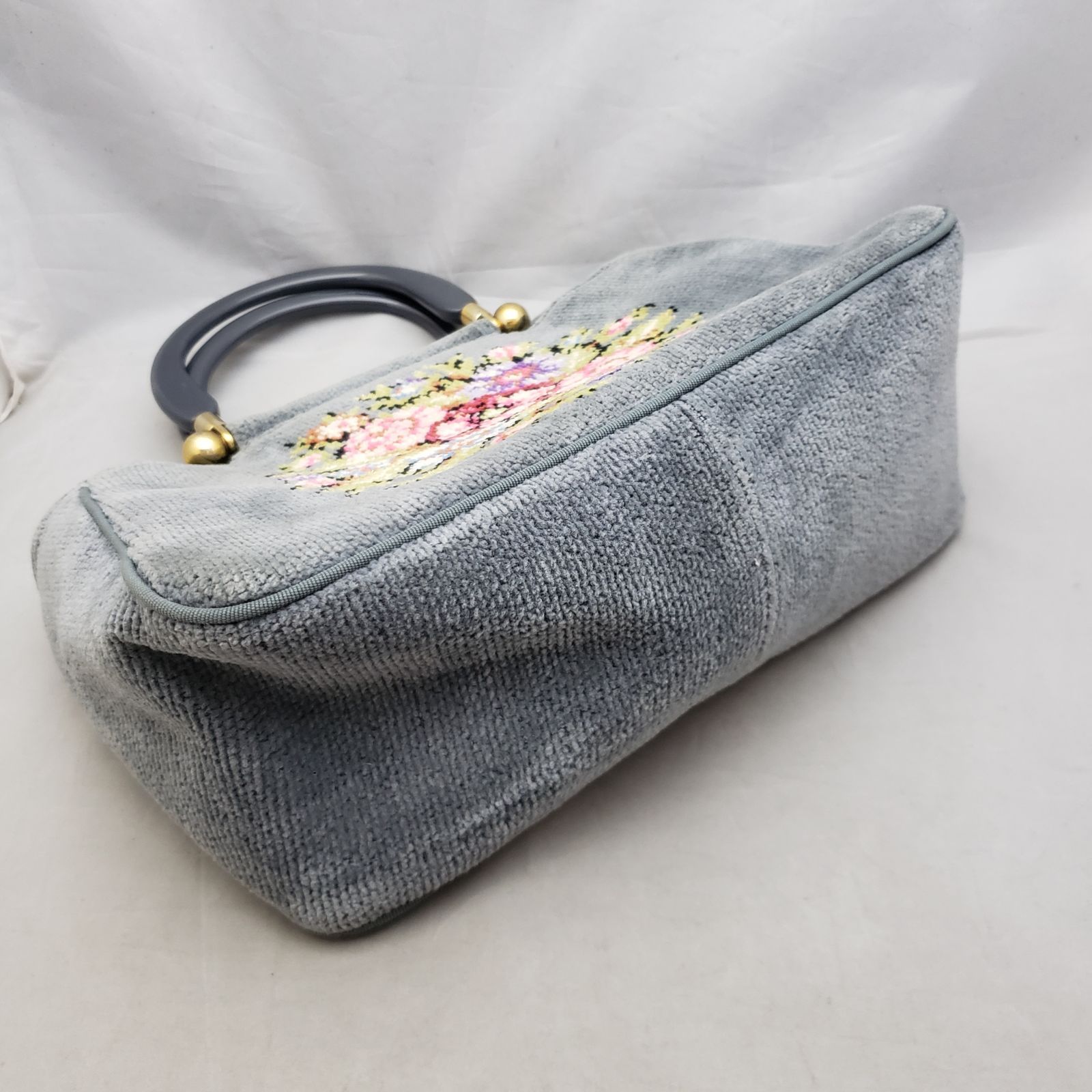 FEILER ハンドバッグ 花柄刺繍 グレー u7302e - メルカリ