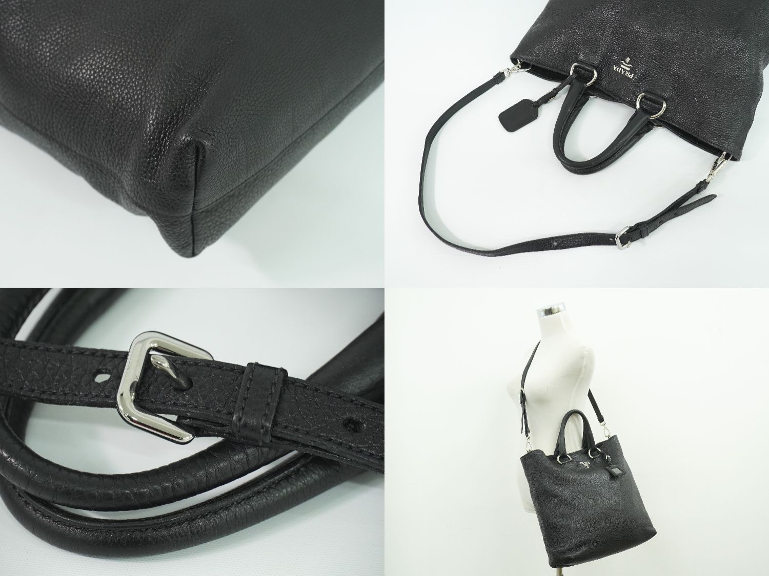 本物 プラダ PRADA レザー 2WAY ショルダーバッグ トートバッグ 
