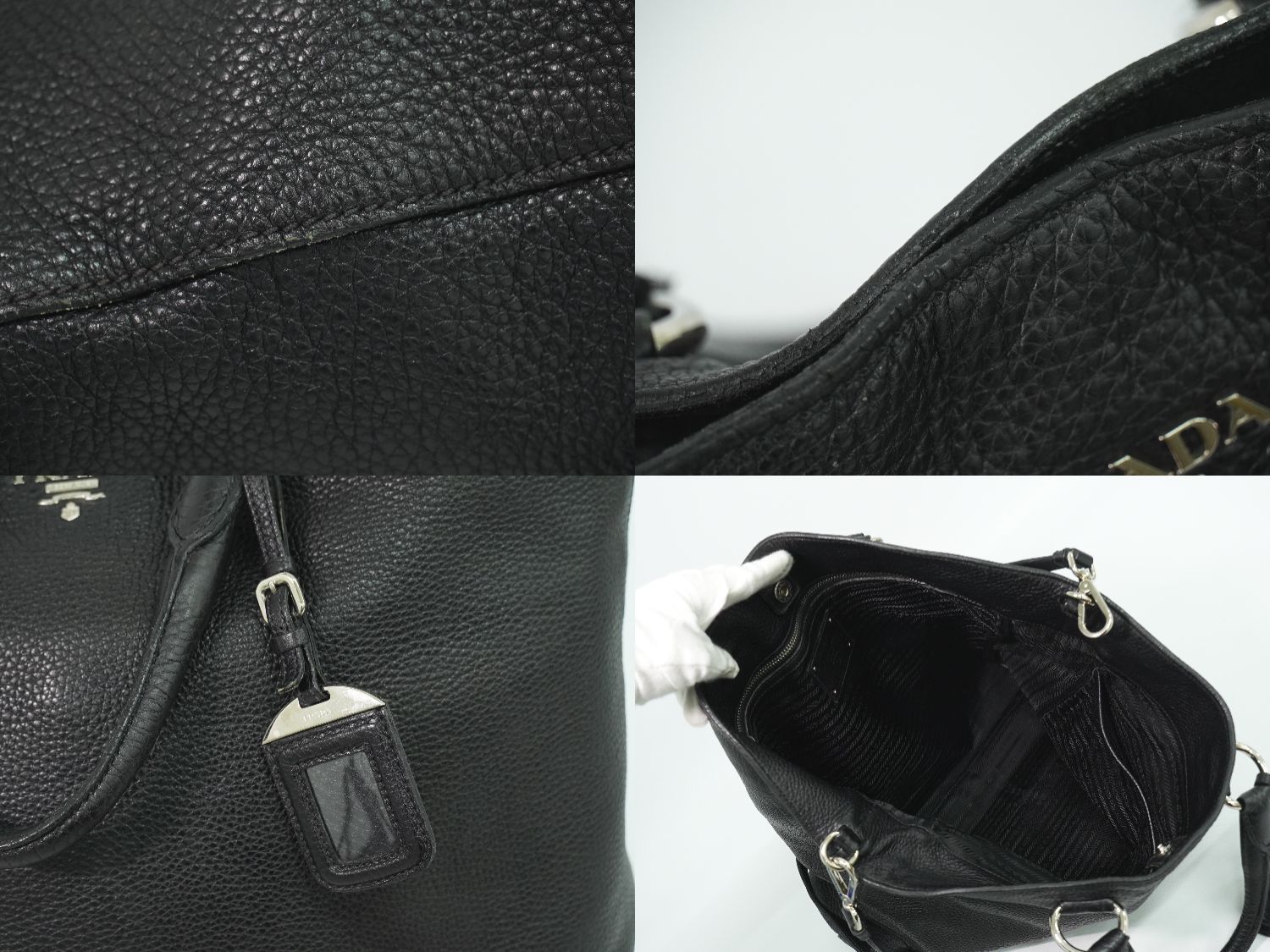 本物 プラダ PRADA レザー 2WAY ショルダーバッグ トートバッグ 