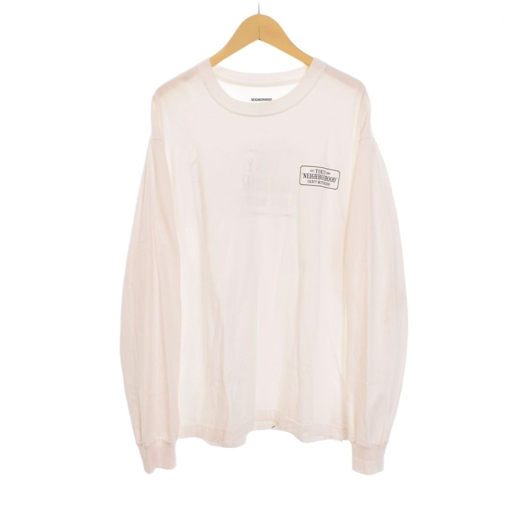 ネイバーフッド NEIGHBORHOOD Tシャツ 長袖 ロンT ロゴ プリント M 白