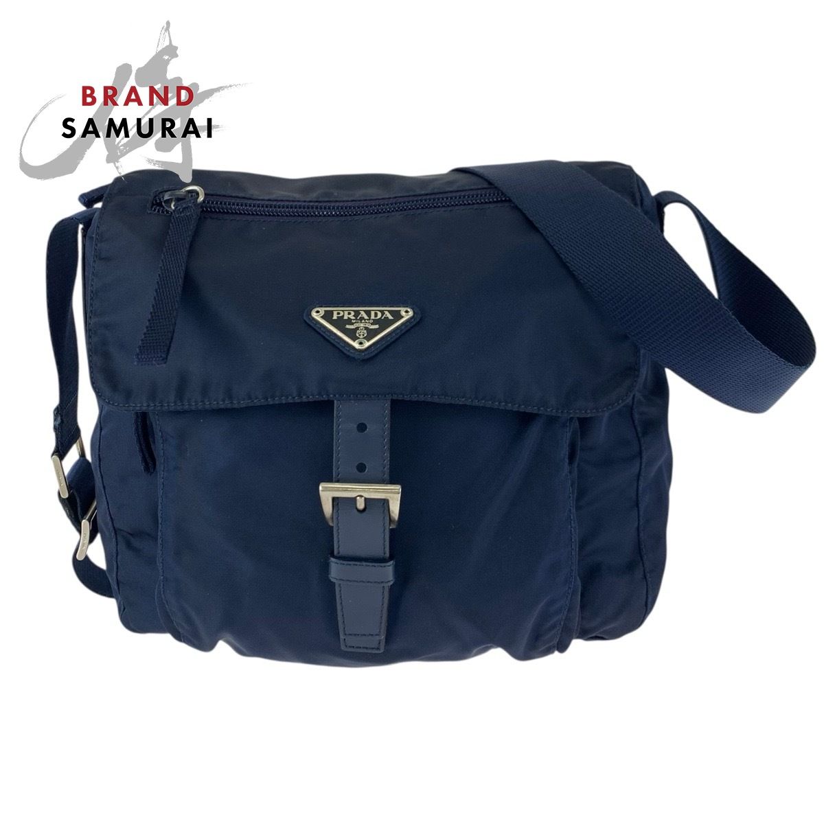 美品 PRADA プラダ テスート 三角ロゴプレート ネイビー 美品 PRADA プラダ テスート 三角ロゴプレート ネイビー