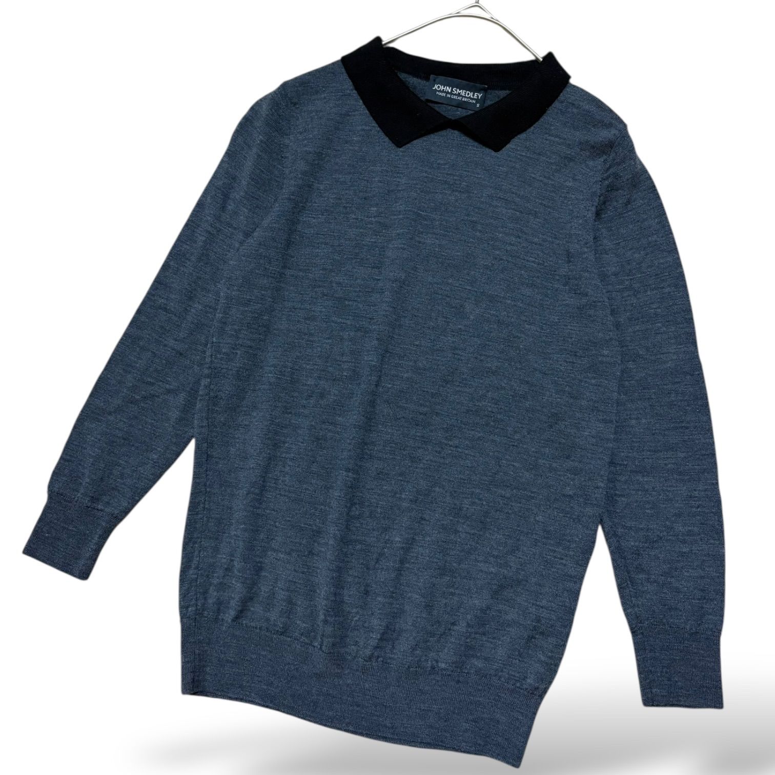 JOHN SMEDLEY メリノウール ニット 千鳥格子 Vネック S JOHN SMEDLEY 