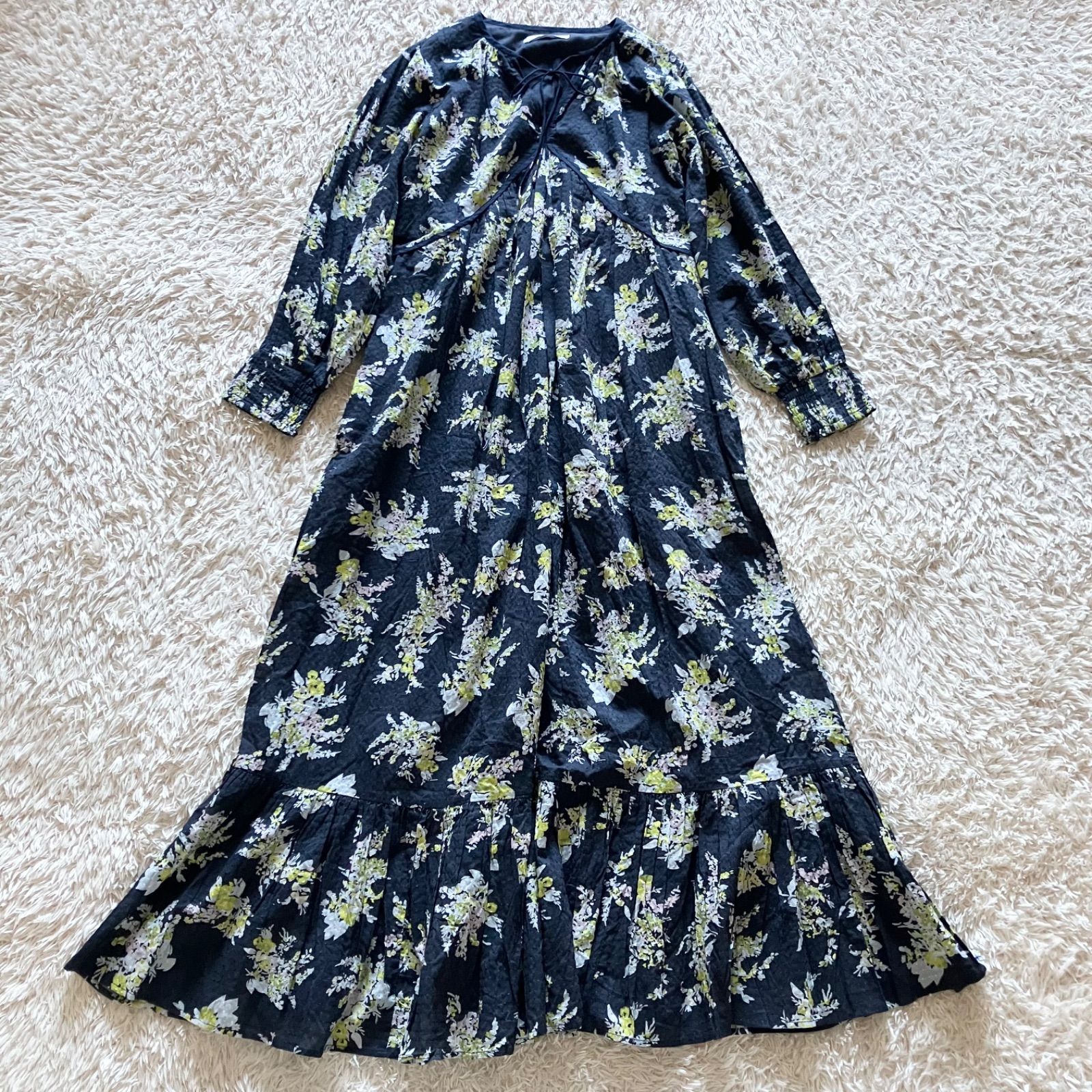 ヌキテパ ne Quittez pas 近年 25SS 花柄 ロングワンピース ティアード