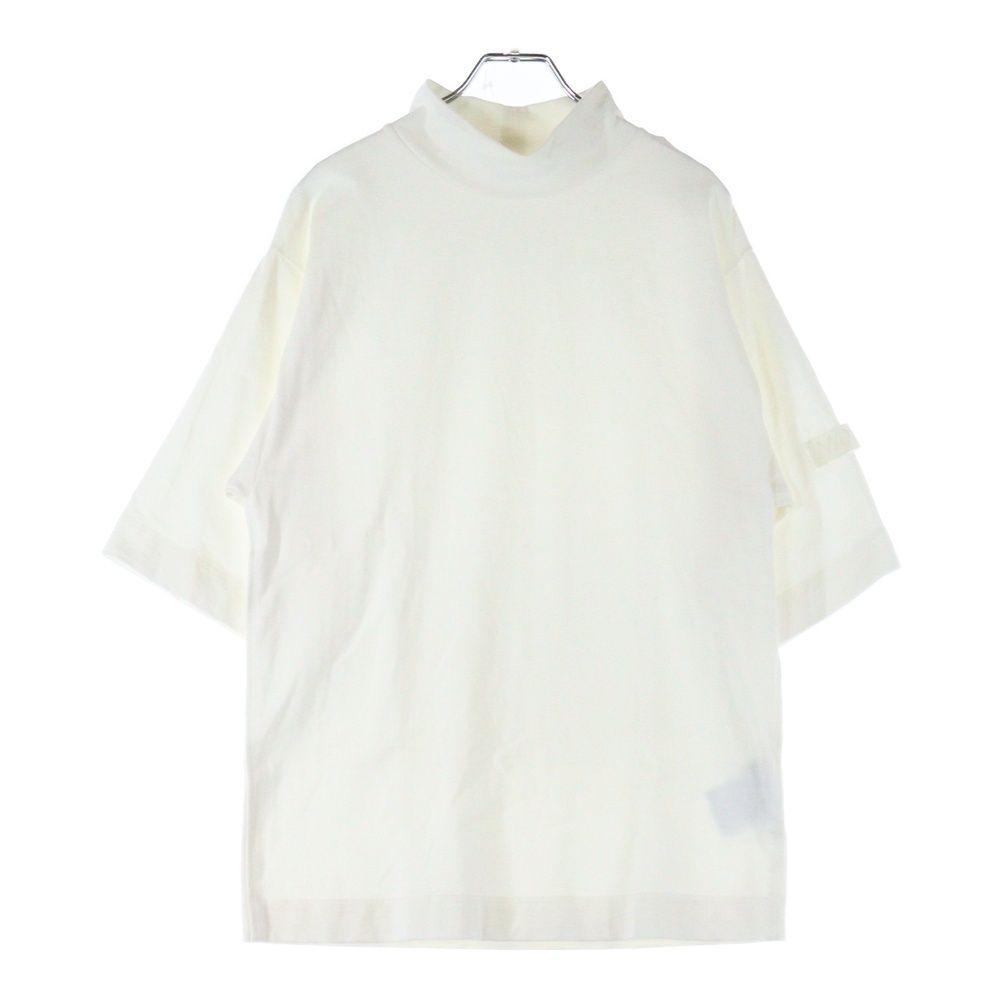 MONCLER モンクレール 20AW テープロゴ モックネック オーバーサイズ 半袖Tシャツ カットソー ホワイト F20948F70300 V8175 MONCLER (モンクレール) 20AW テープロゴ モックネック オーバーサイズ