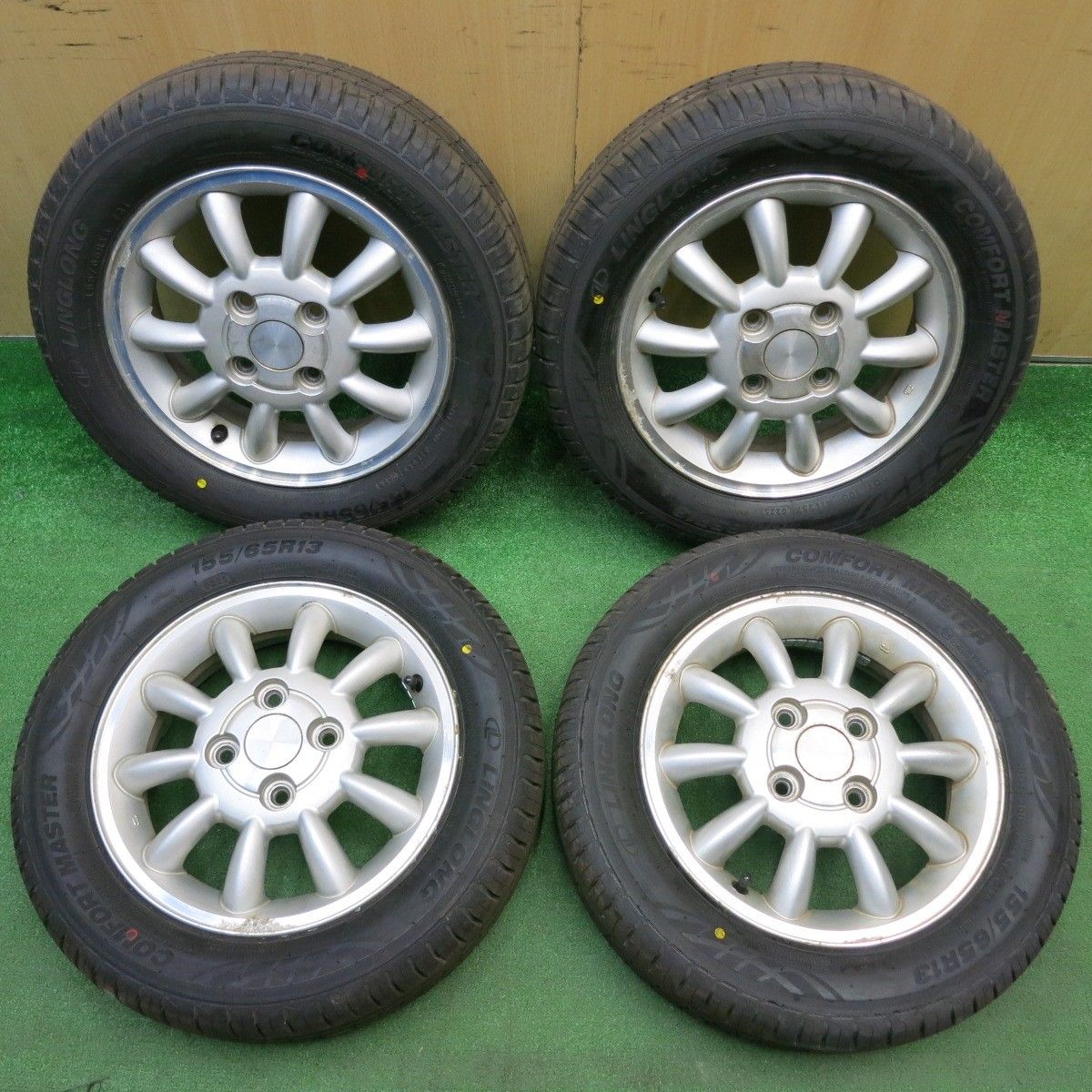 スズキ純正ホイール　アルトラパン155/65R13 2本セットバリ溝2022年製 バリ溝！25年！9.5分☆スズキ ラパン 純正 155/65R13 リンロン COMFORT
