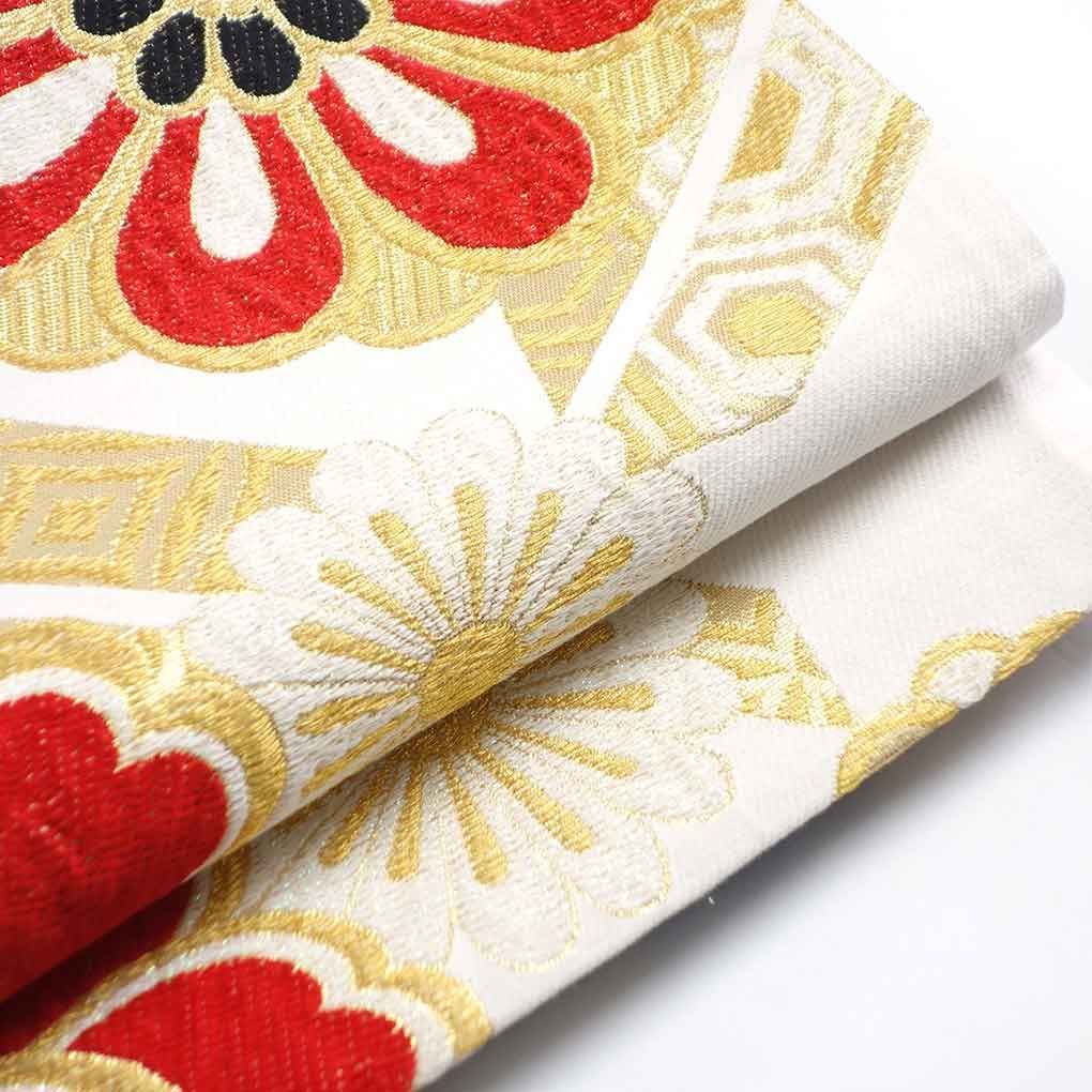 袋帯 幅30.5cm 長さ437cm レディース 花柄 秋冬春用 正絹（シルク