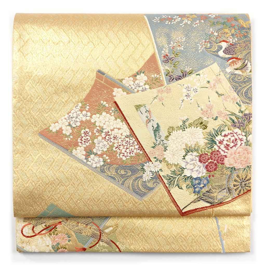 Bag belt, width: 31 cm, length: 425 cm, women's books, autumn/winter/spring, pure silk (silk), gold, beautiful goods, remake, reuse, recycling [Kimono no Kikuya]