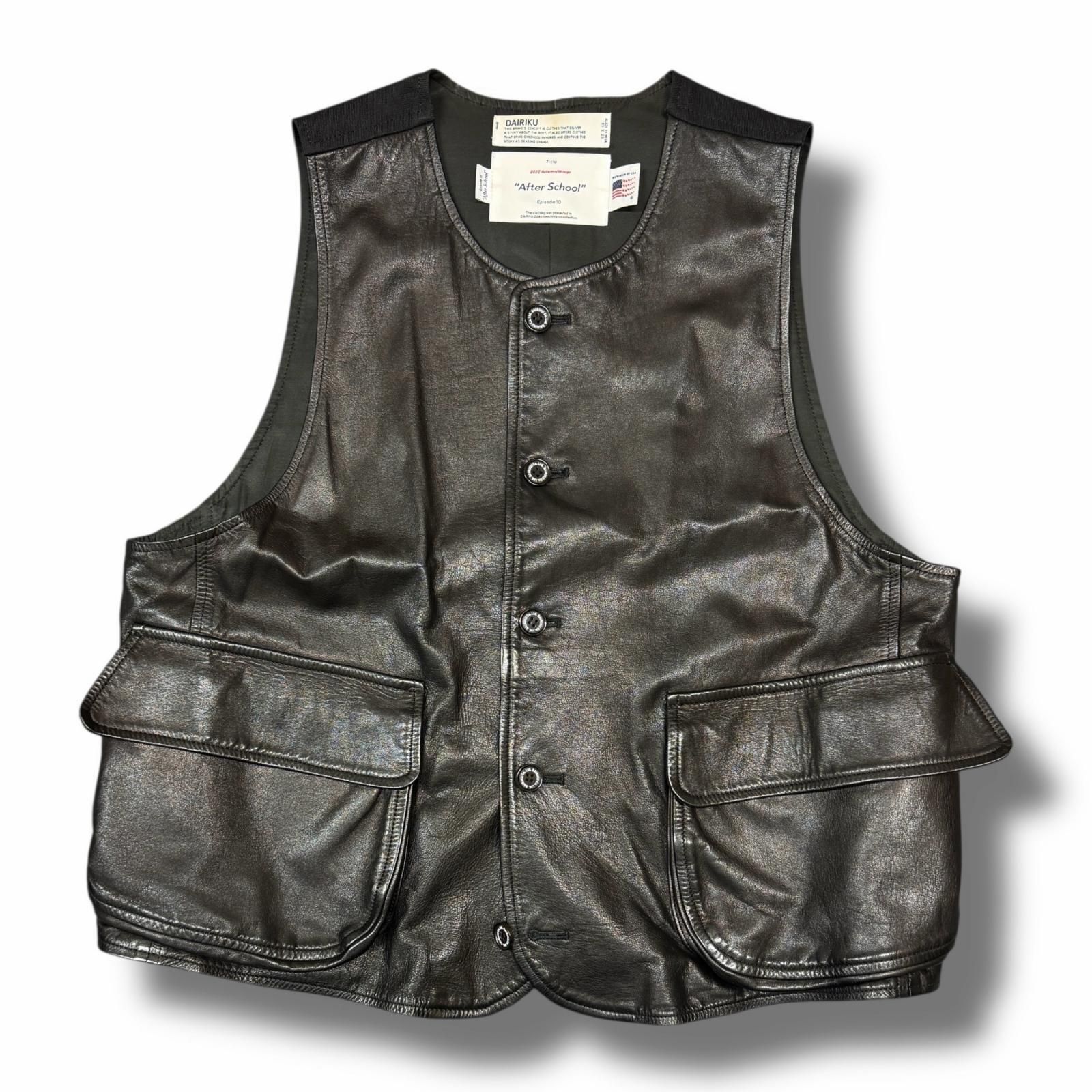 参考上代110000円 DAIRIKU 22AW Alex Leather Vest アレックスレザー 