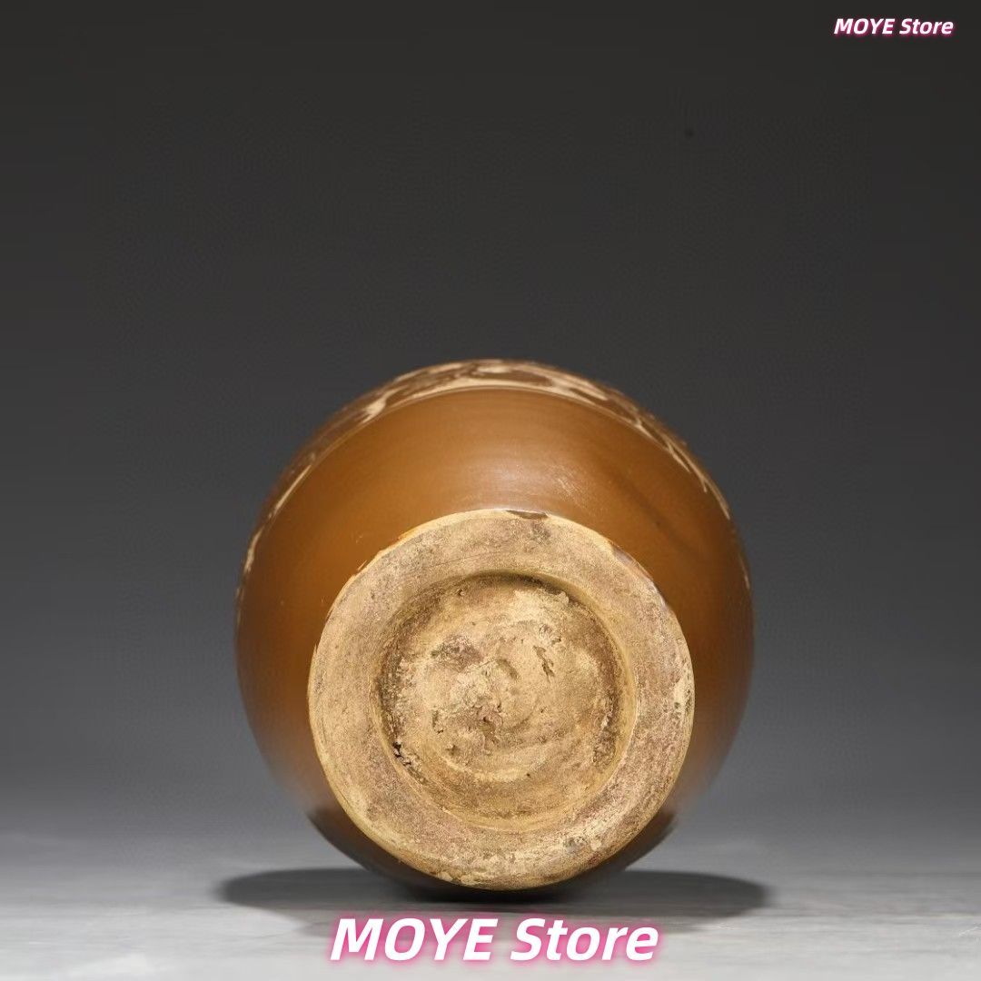 中国古美術.旧蔵品.磁州窯.柿紅釉剔刻牡丹紋梅瓶.花瓶.賞物.骨董.古玩