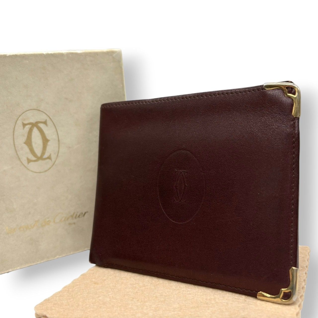 Cartier 美品 Cartier カルティエ 2C マスト ドゥ カルティエ 二つ折り財布 - 極美品□Cartier カルティエ マスト ドゥ カルティエ 2C