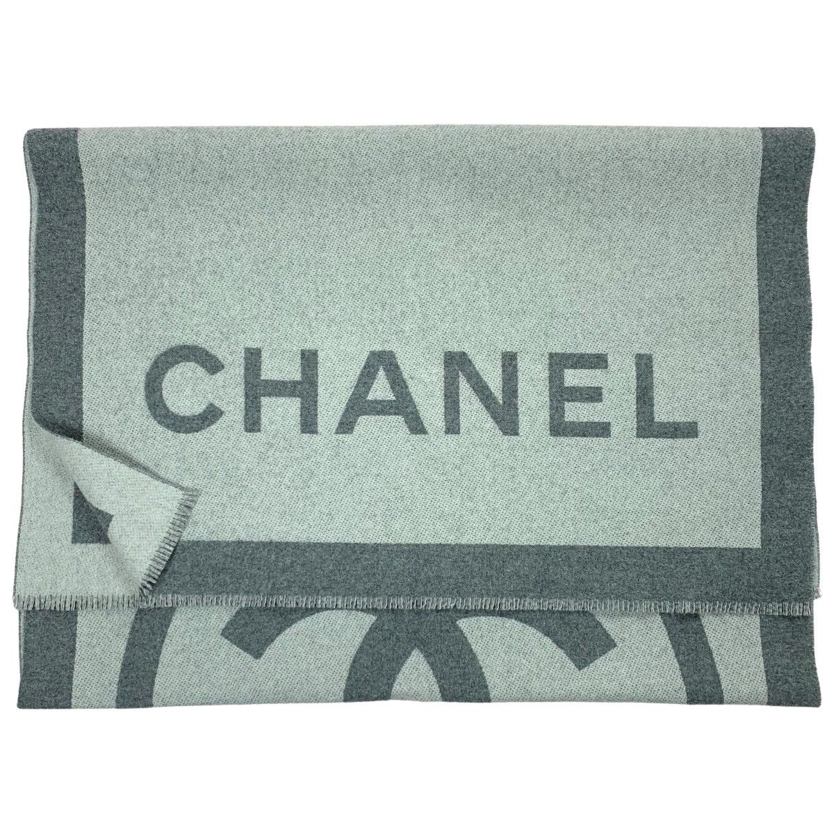CHANEL シャネル ココマーク カシミヤ ストール 大判 グレー ラメ CHANEL（シャネル） ストール グレー ココマーク カシミヤ82％ シルク