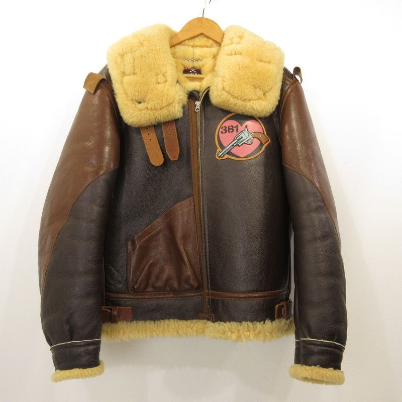 【姫路東店】 中古 The REAL McCOY'S | ザリアルマッコイズ レザー WAR ART COLLECTION B-3 ×松本零士 ブラウン サイズ：L 【93】 姫路東店】 中古 The REAL McCOY'S | ザリアルマッコイズ レザー WAR