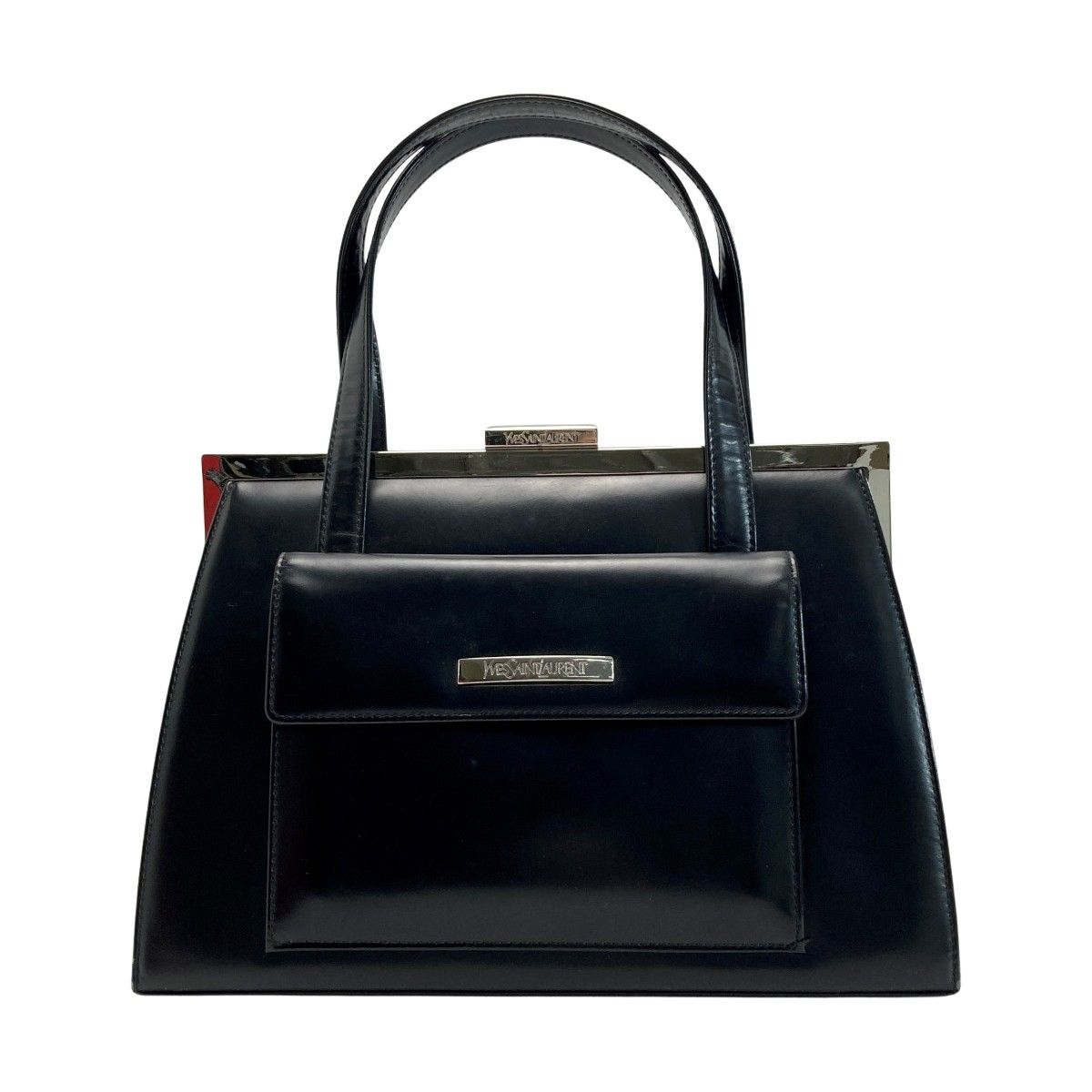 Yves Saint Laurent イブサンローラン がま口 ハンドバッグ ブラック
