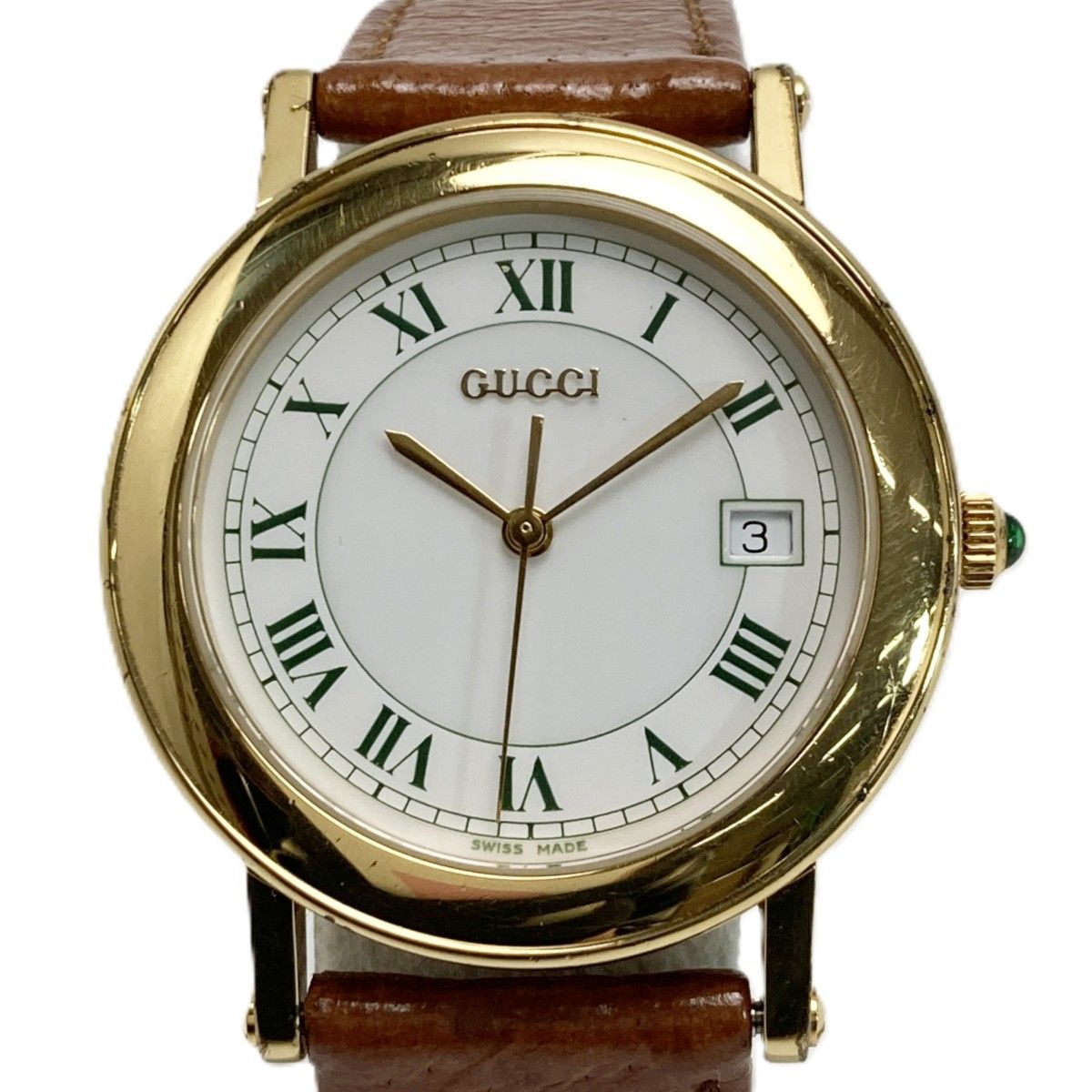 GUCCI／グッチ 7200M アナログ腕時計 GUCCI グッチ ローマン文字盤 デイト 7200M ホワイト クォーツ メンズ