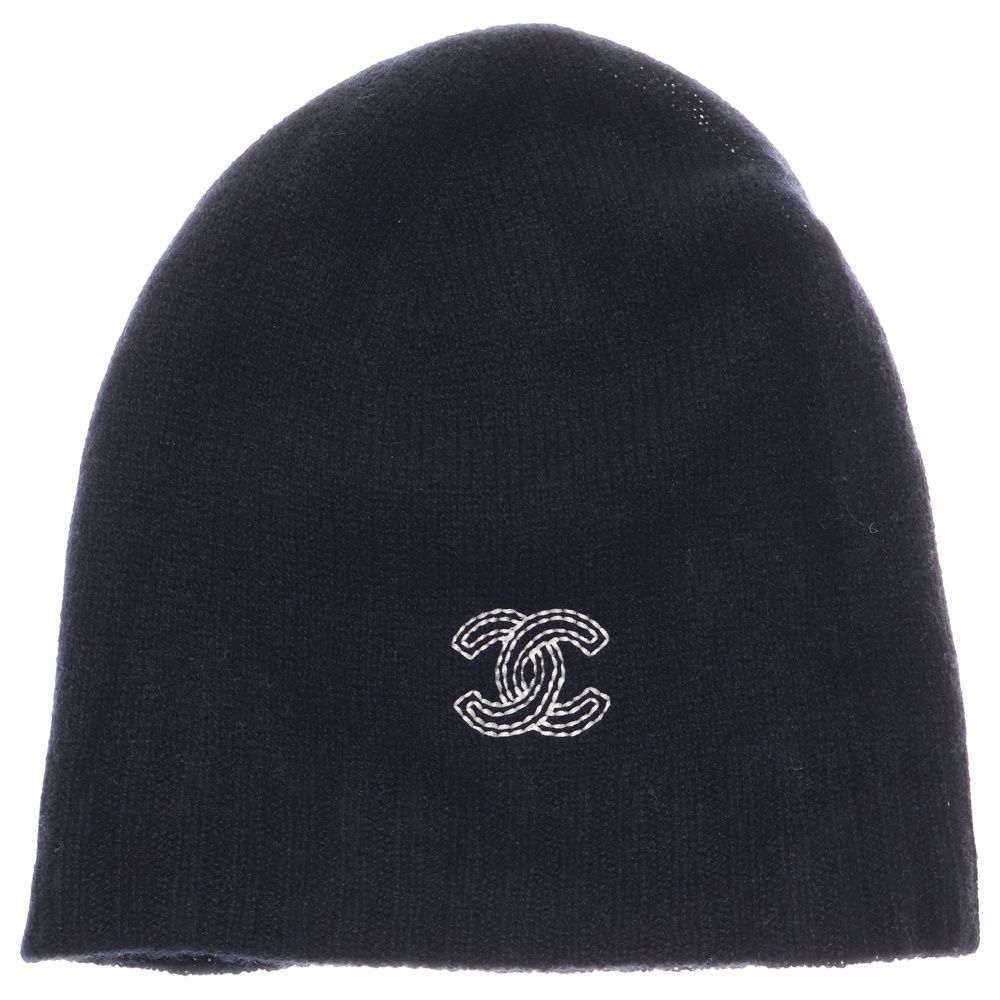 CHANEL (シャネル) ココマーク カシミヤ ニット帽 ビーニー ブラック