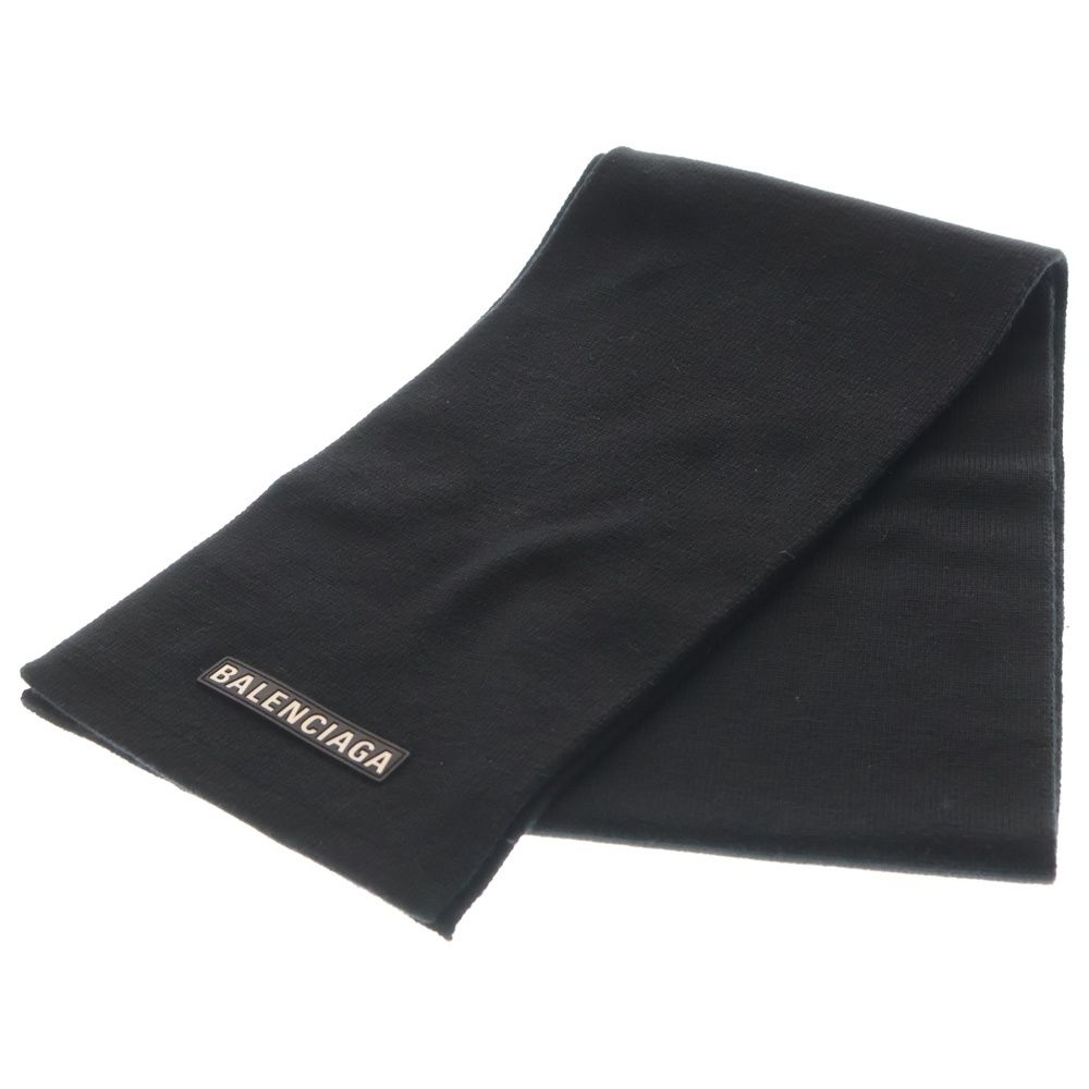 BALENCIAGA バレンシアガ PATCH SCARF パッチロゴスカーフ マフラー 822860 ブラック BALENCIAGA (バレンシアガ) PATCH SCARF パッチロゴスカーフ マフラー