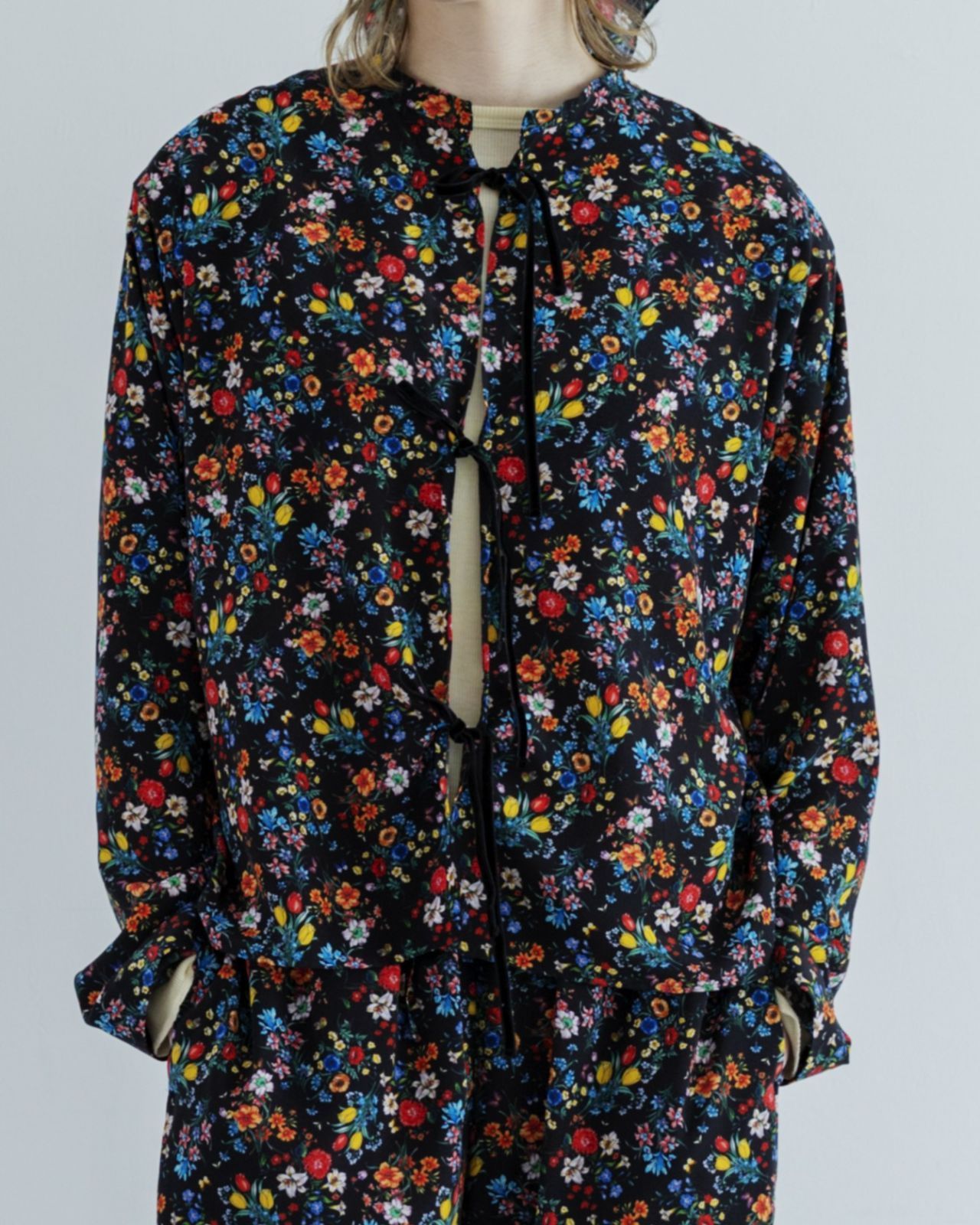 MEYAME メヤメ BLOUSE JACKET (FLOWER) BLACK ブラウス ジャケット