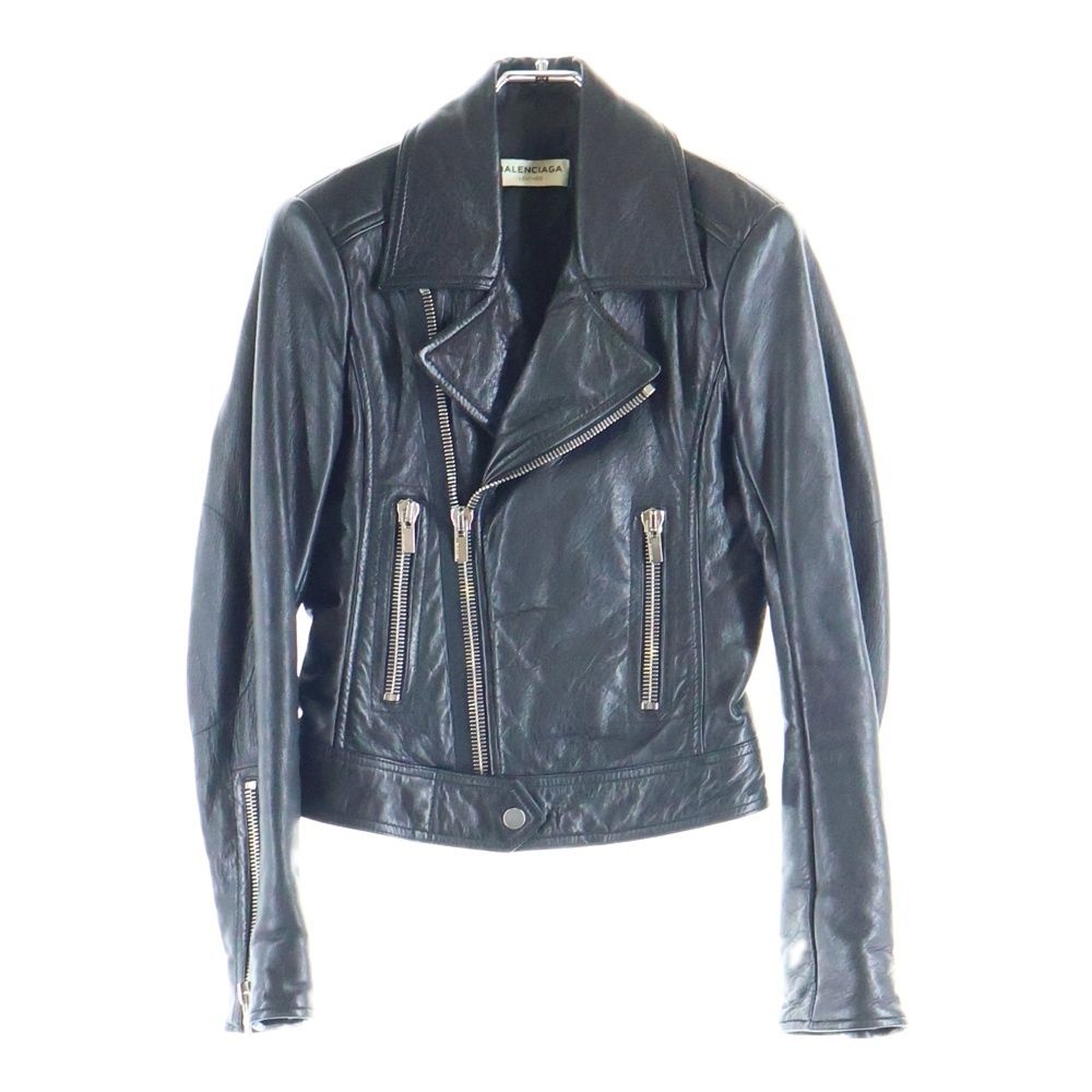 BALENCIAGA ラム ダブルライダースジャケット BALENCIAGA (バレンシアガ) ラムレザーダブルライダースジャケット