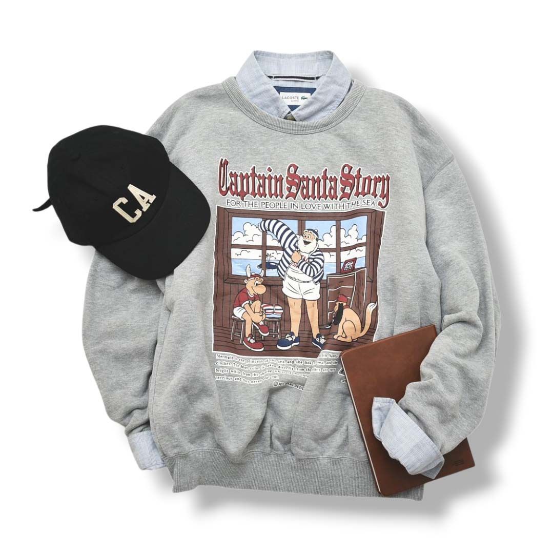 人気】90s 日本製 キャプテンサンタ CAPTAIN SANTA プリント 裏パイル