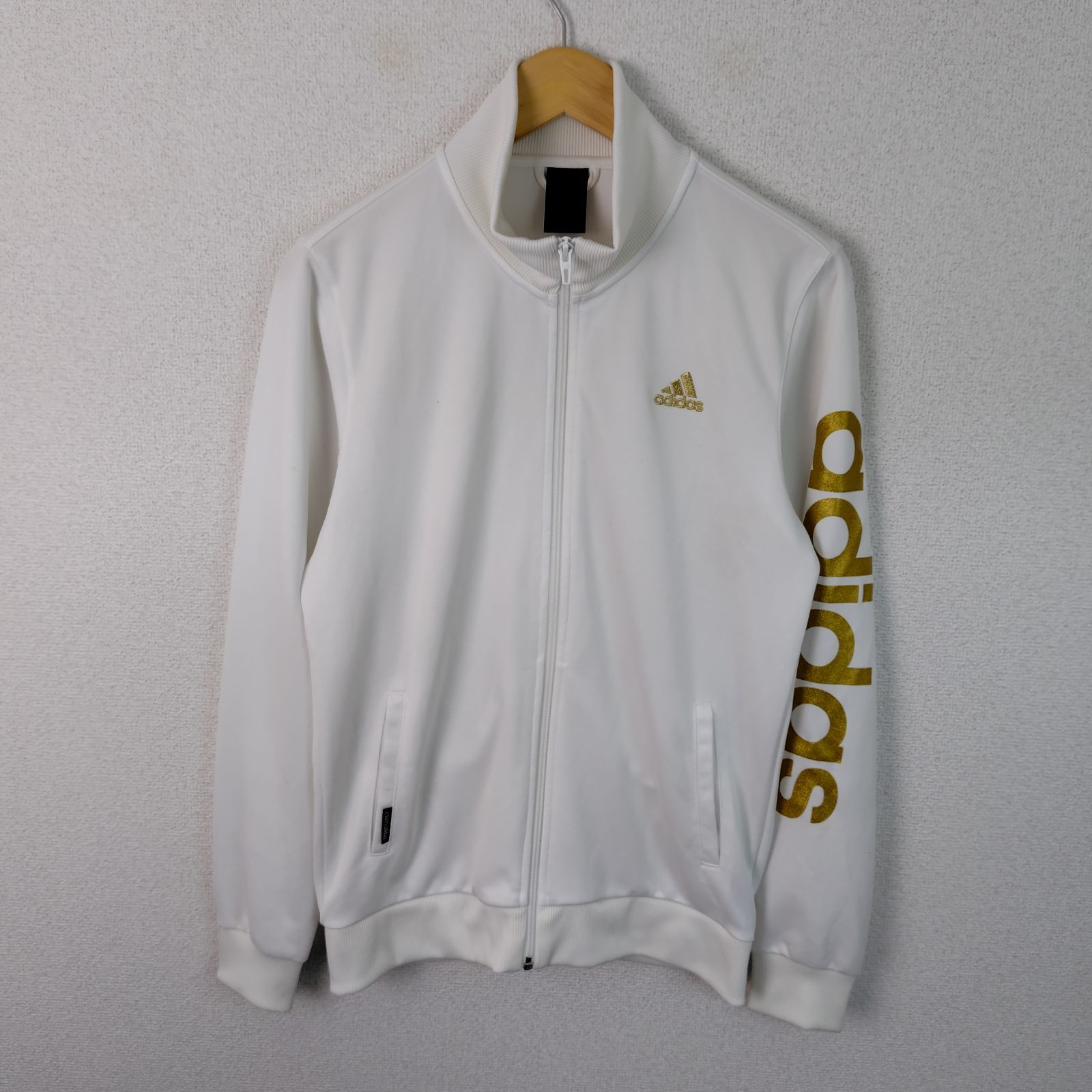 00s adidas アディダス トラックジャケット ロゴ刺繍 ホワイト Lサイズ 